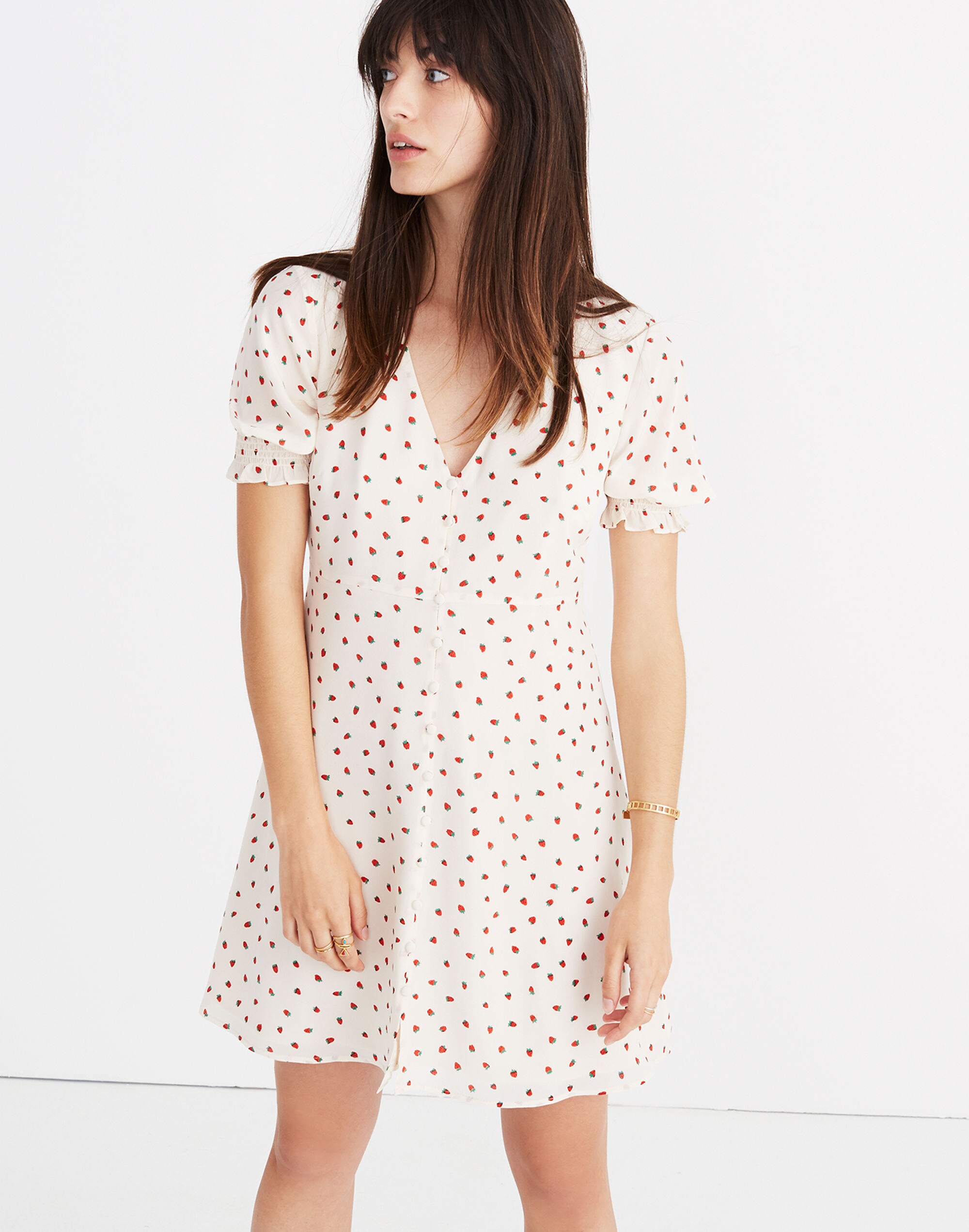 Silk Clover Button-Front Dress in Fresh Strawberries