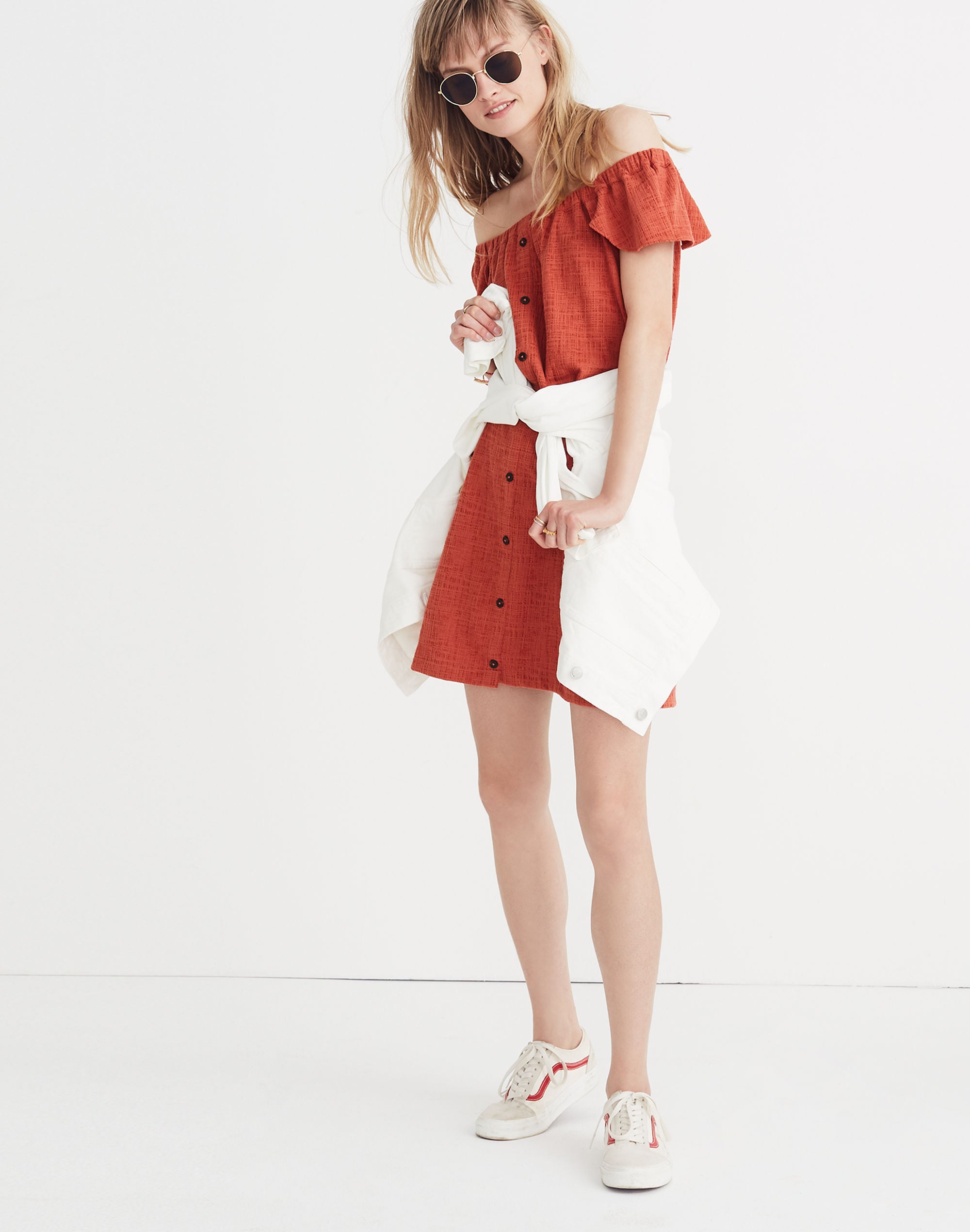 texture &amp; thread off-the-shoulder dress