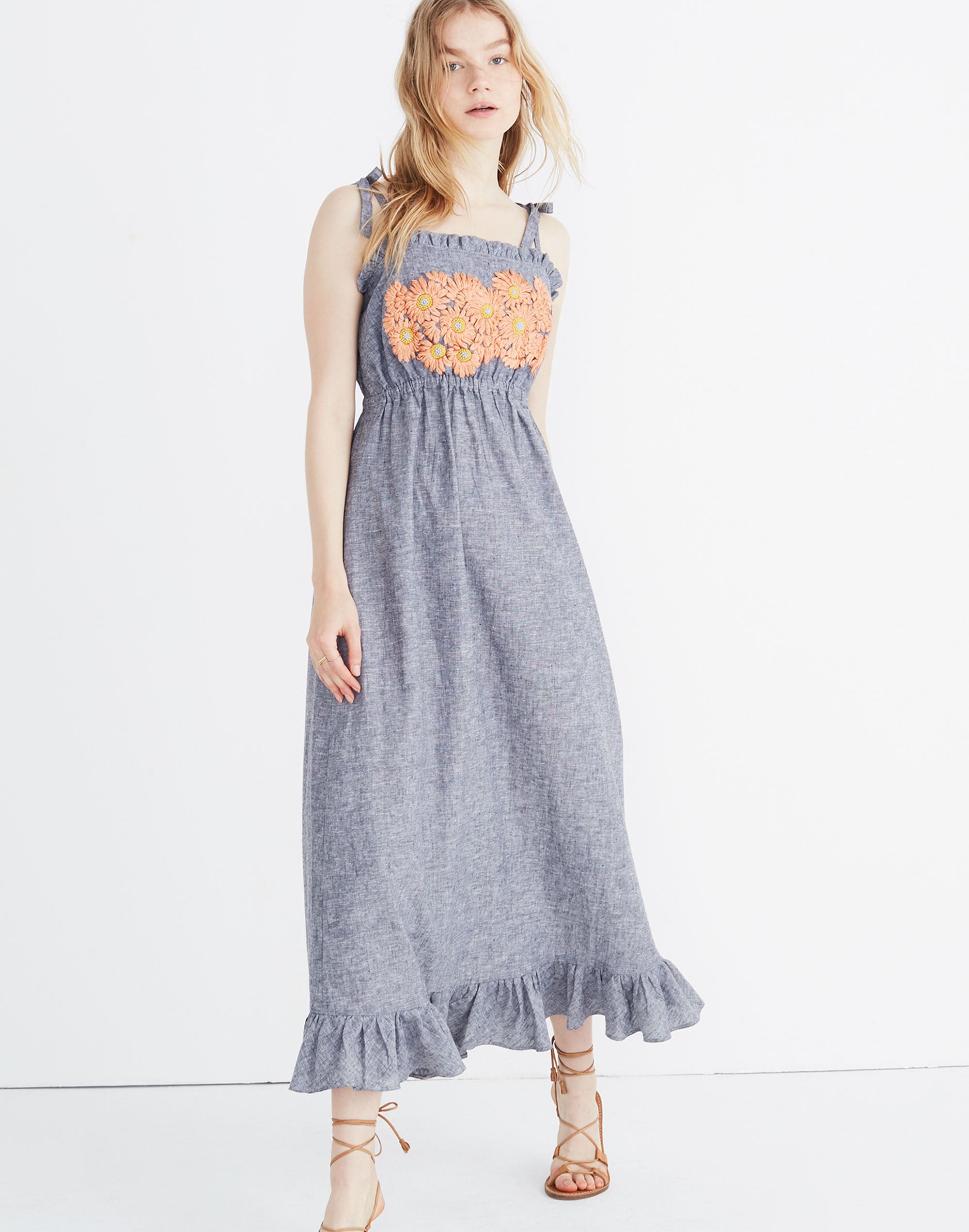 Innika Choo Daisy Embroidered Avens Midi Dress