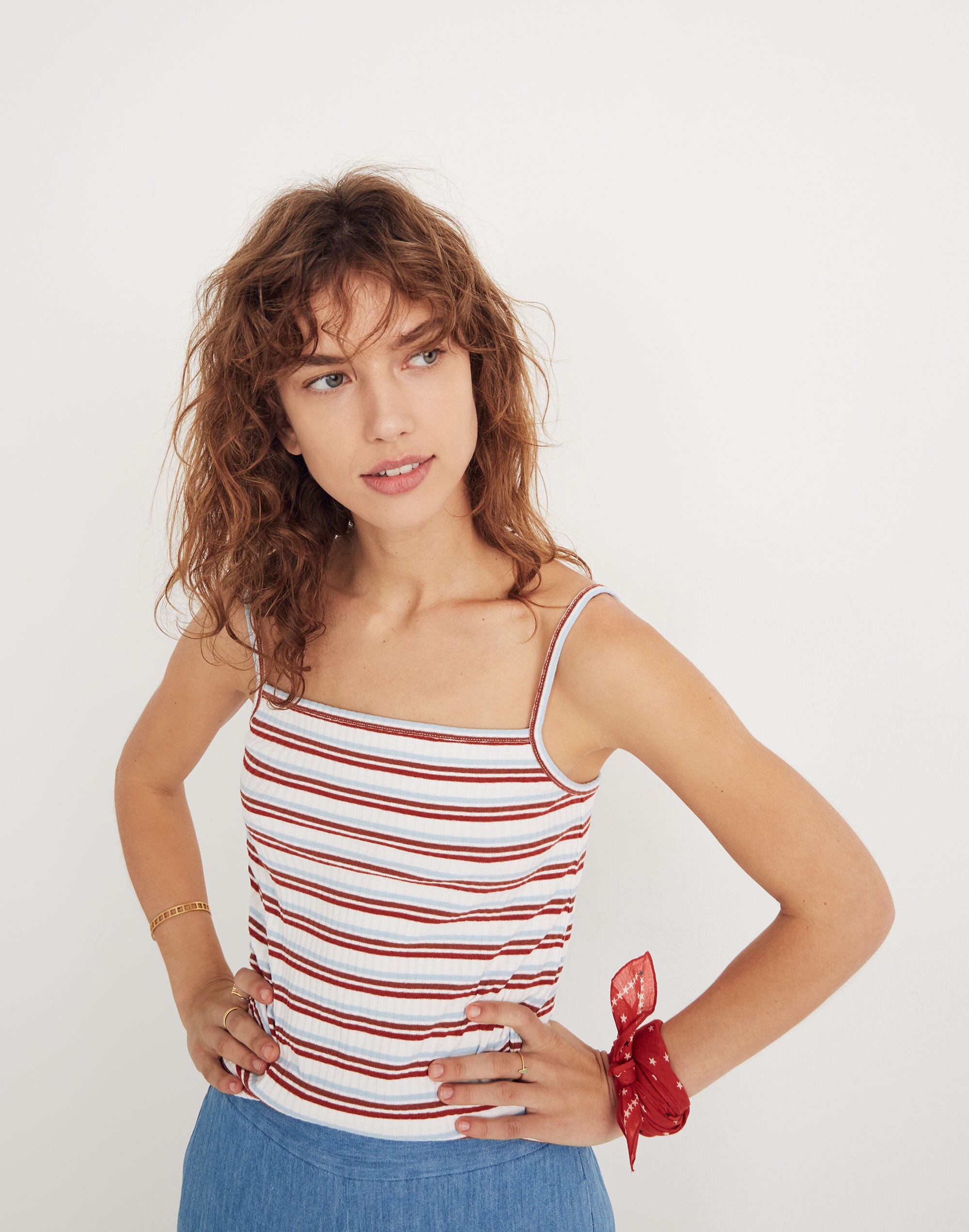 Square-Neck Tank Top in Akiva Stripe