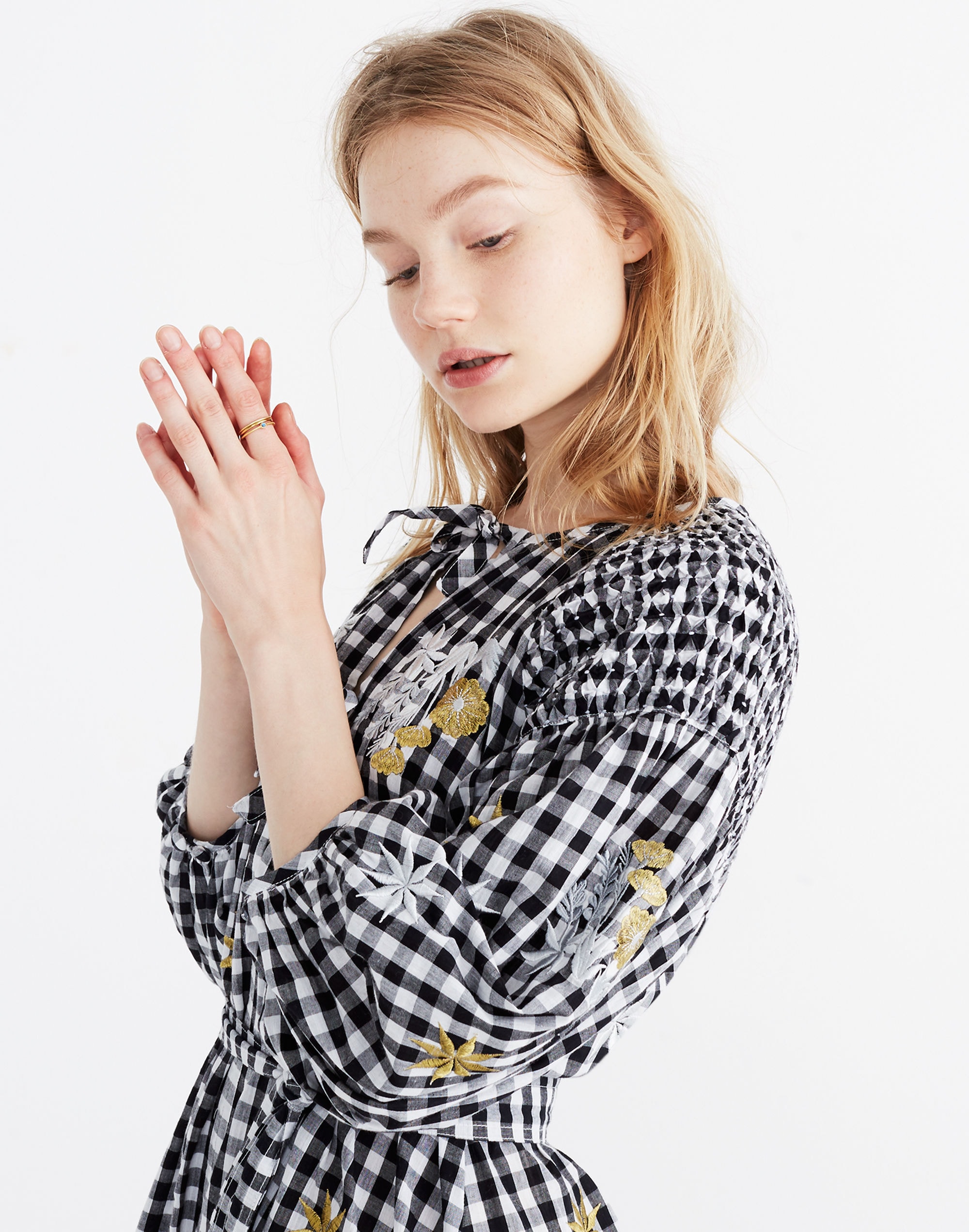 Innika Choo Smocked Gingham Avens Midi Dress