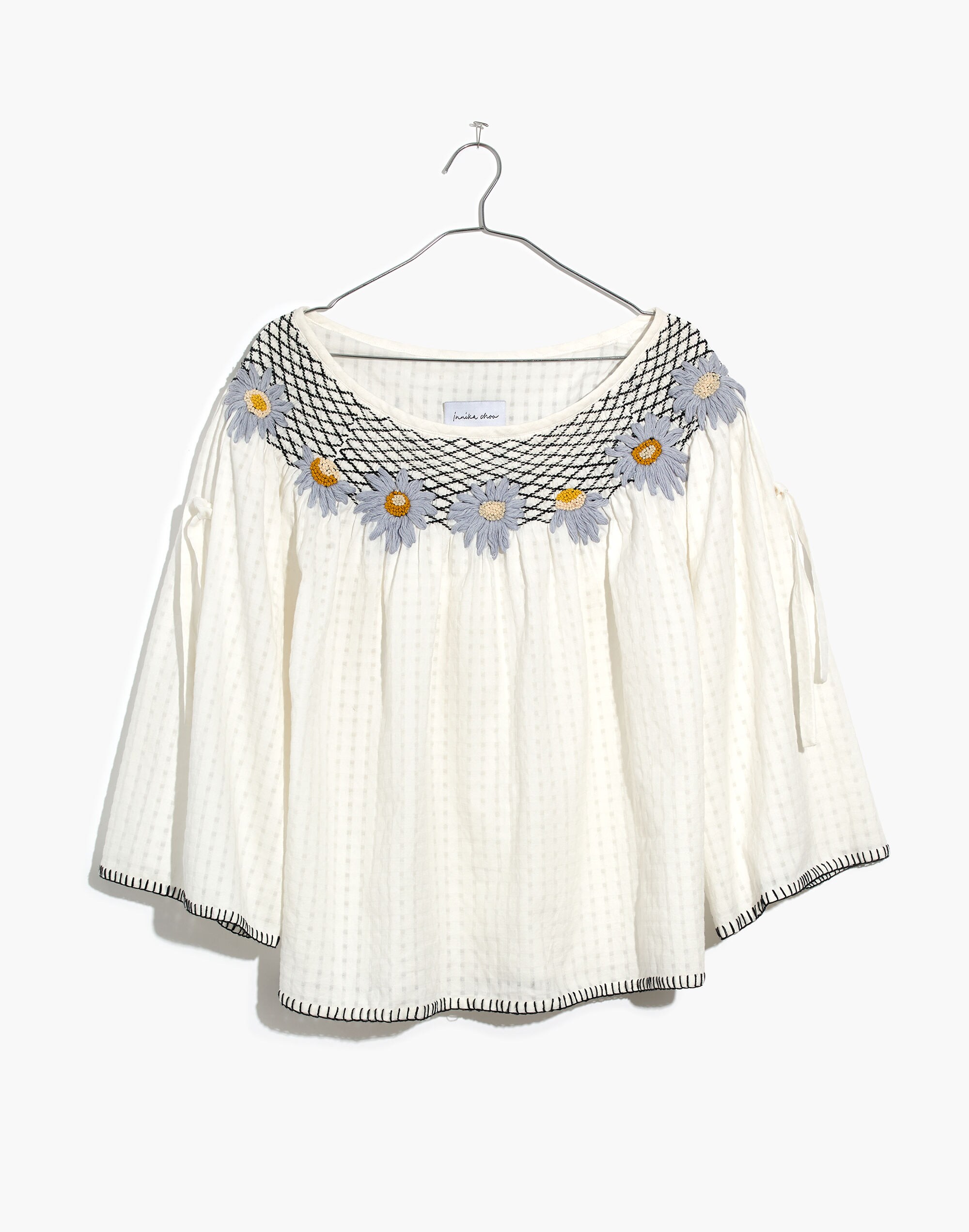 Innika Choo Daisy Embroidered Smocked Top