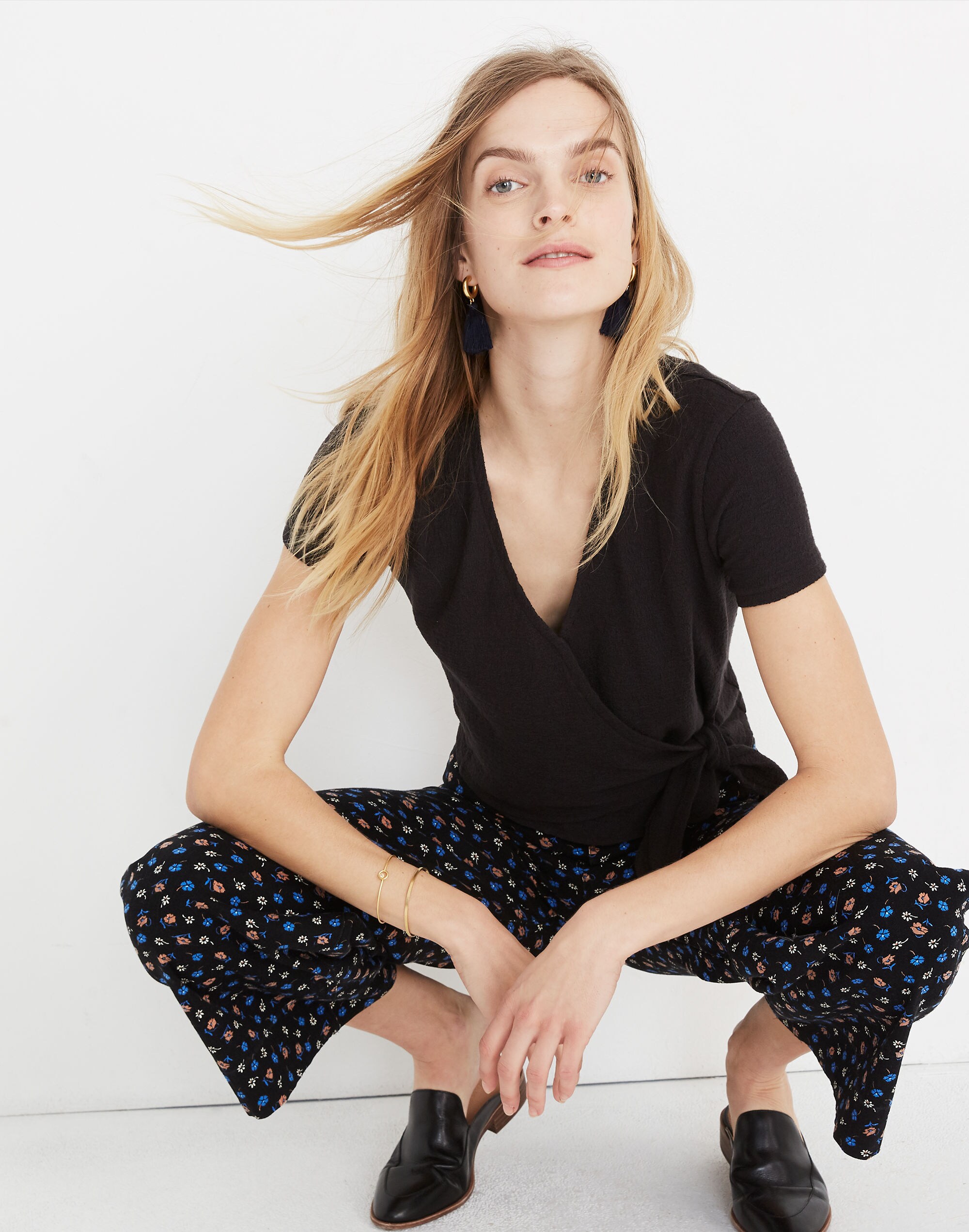 Texture &amp; Thread Wrap-Tie Top