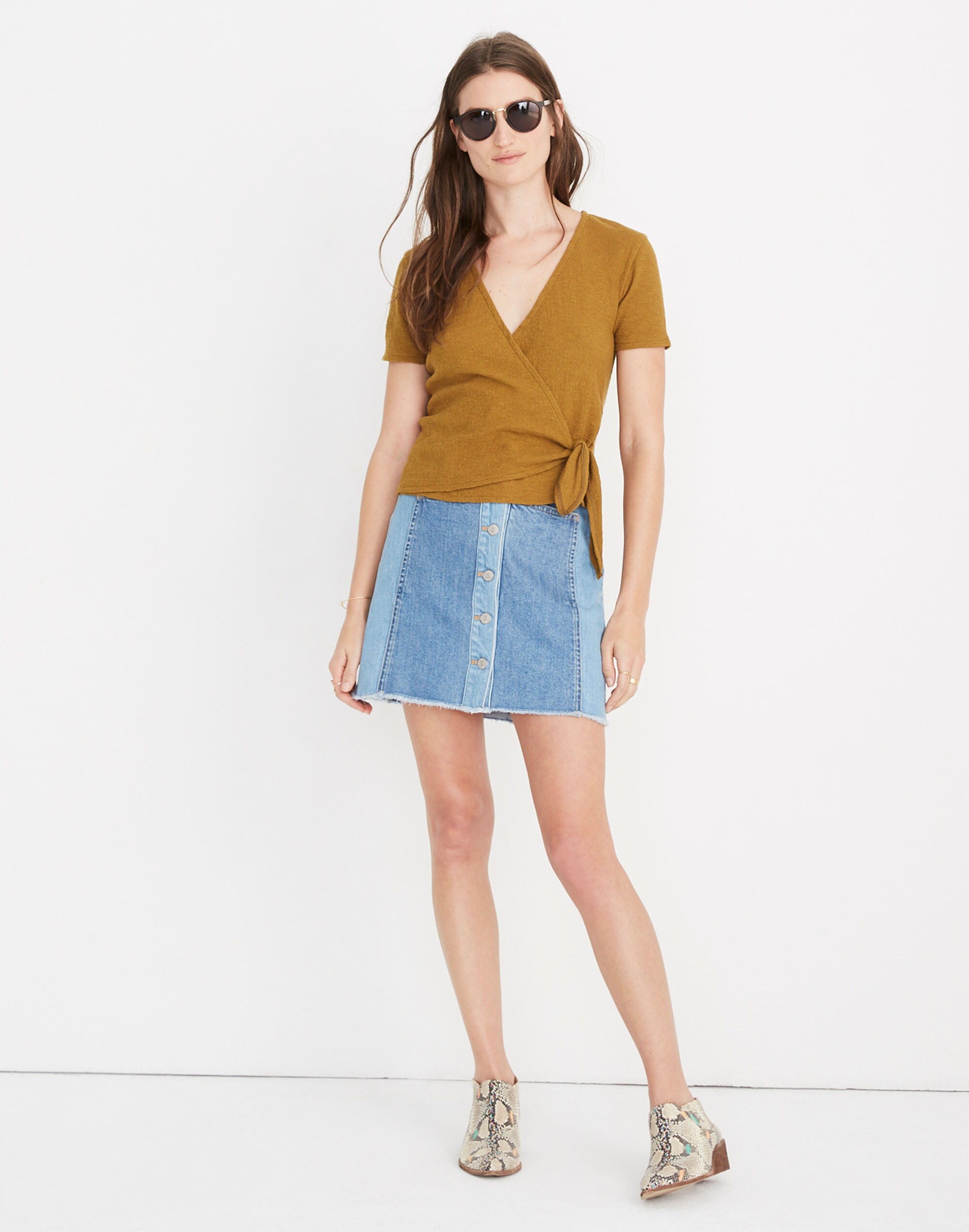 Texture &amp; Thread Wrap-Tie Top