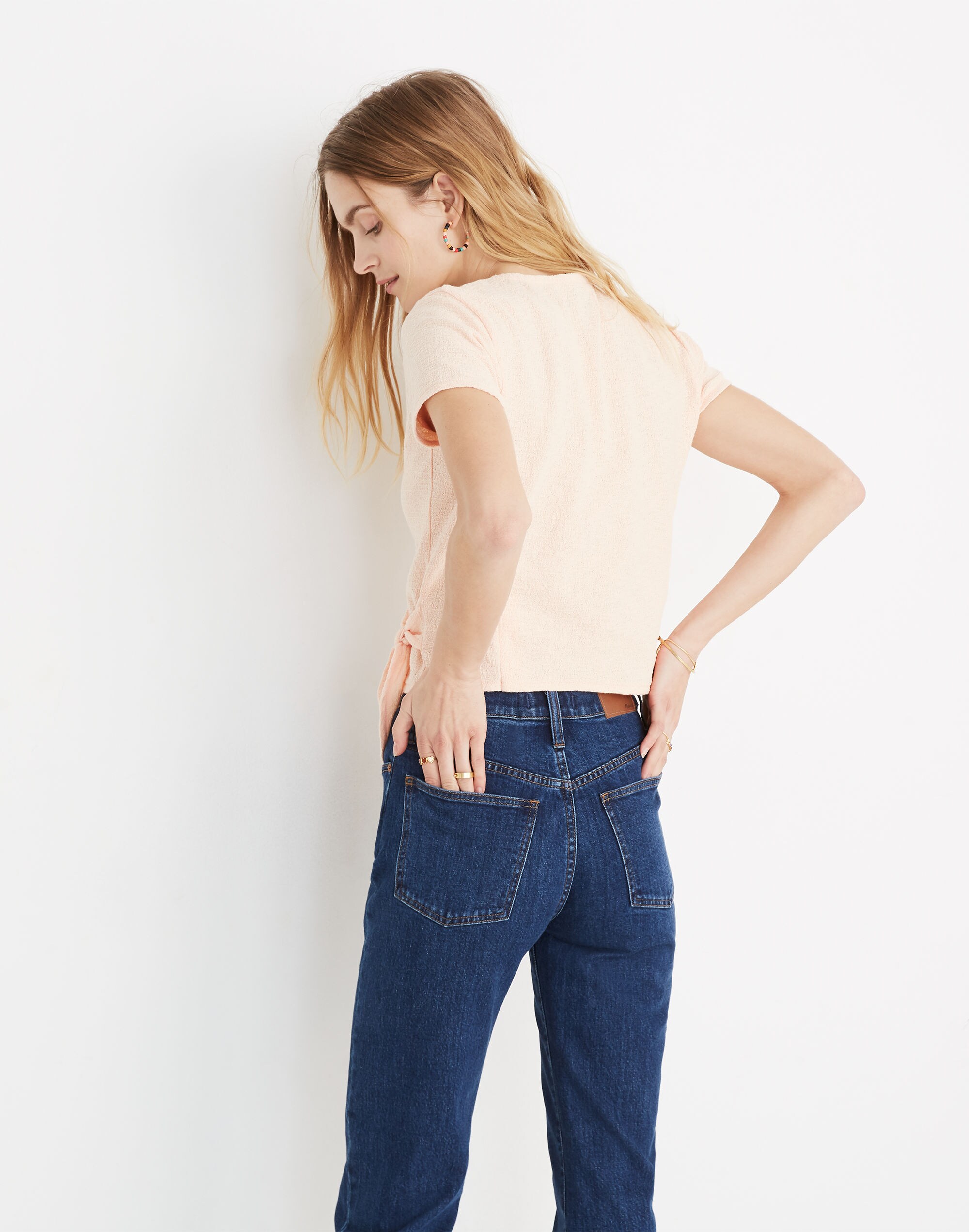 Texture &amp; Thread Wrap-Tie Top