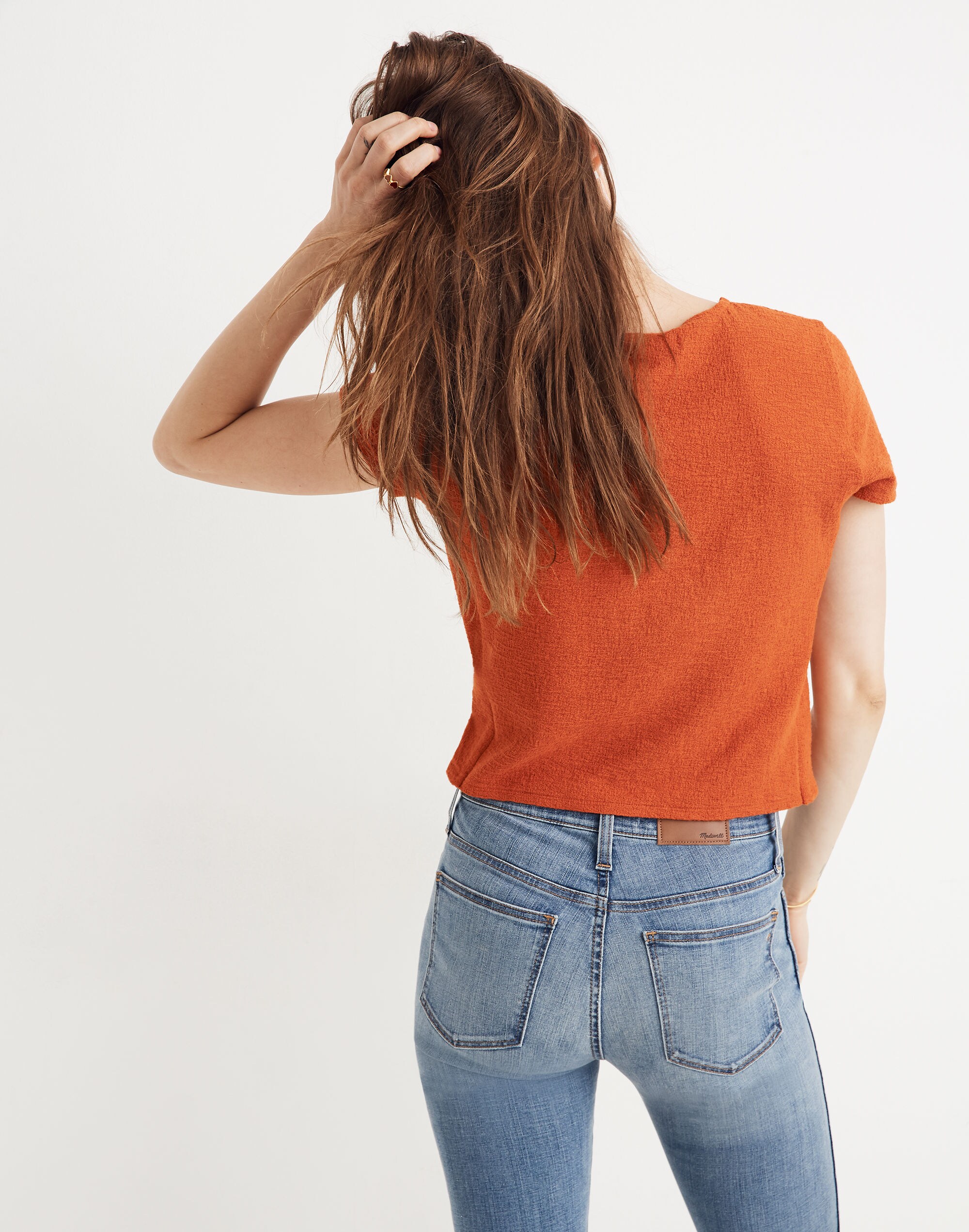 Texture &amp; Thread Wrap-Tie Top