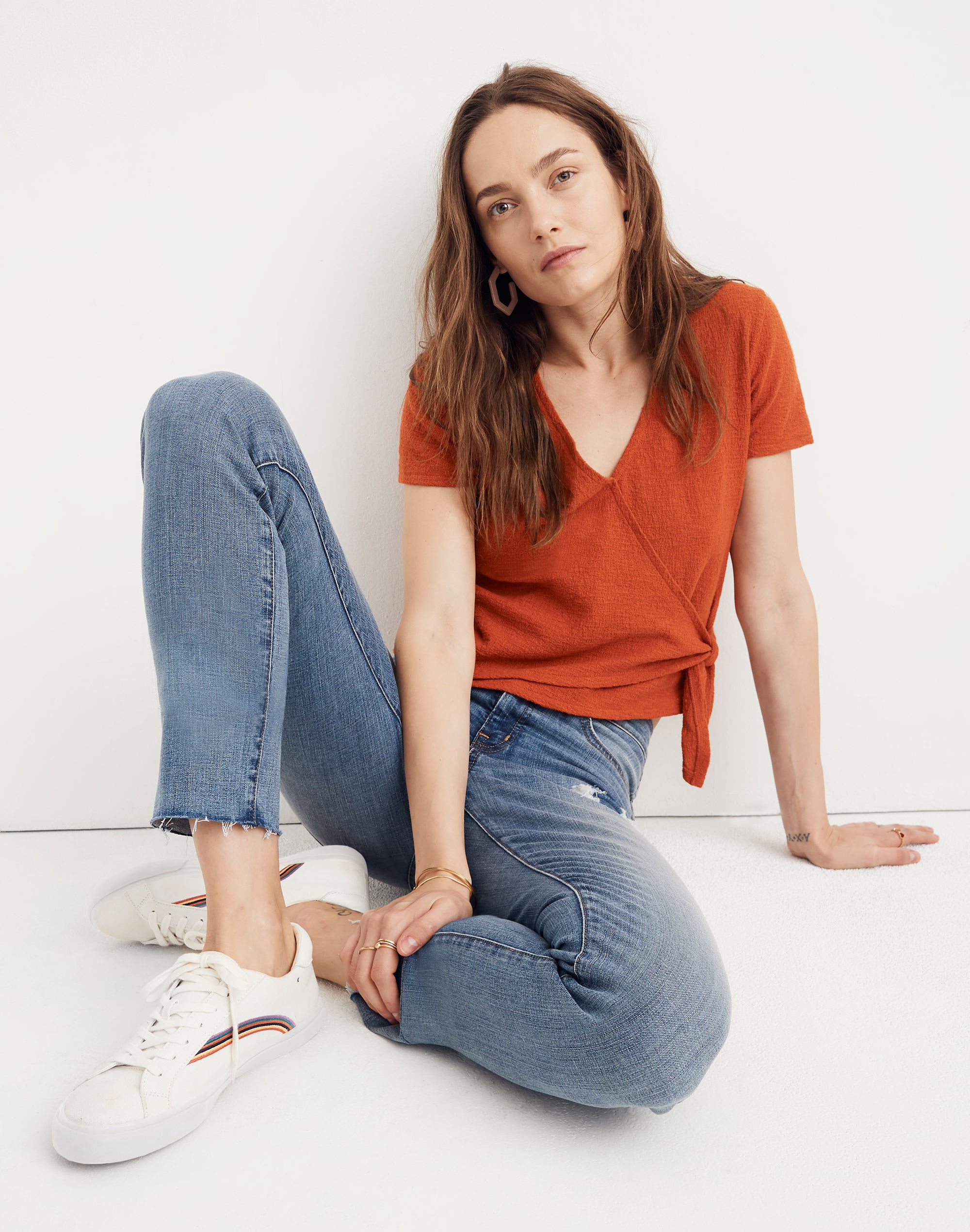 Texture &amp; Thread Wrap-Tie Top