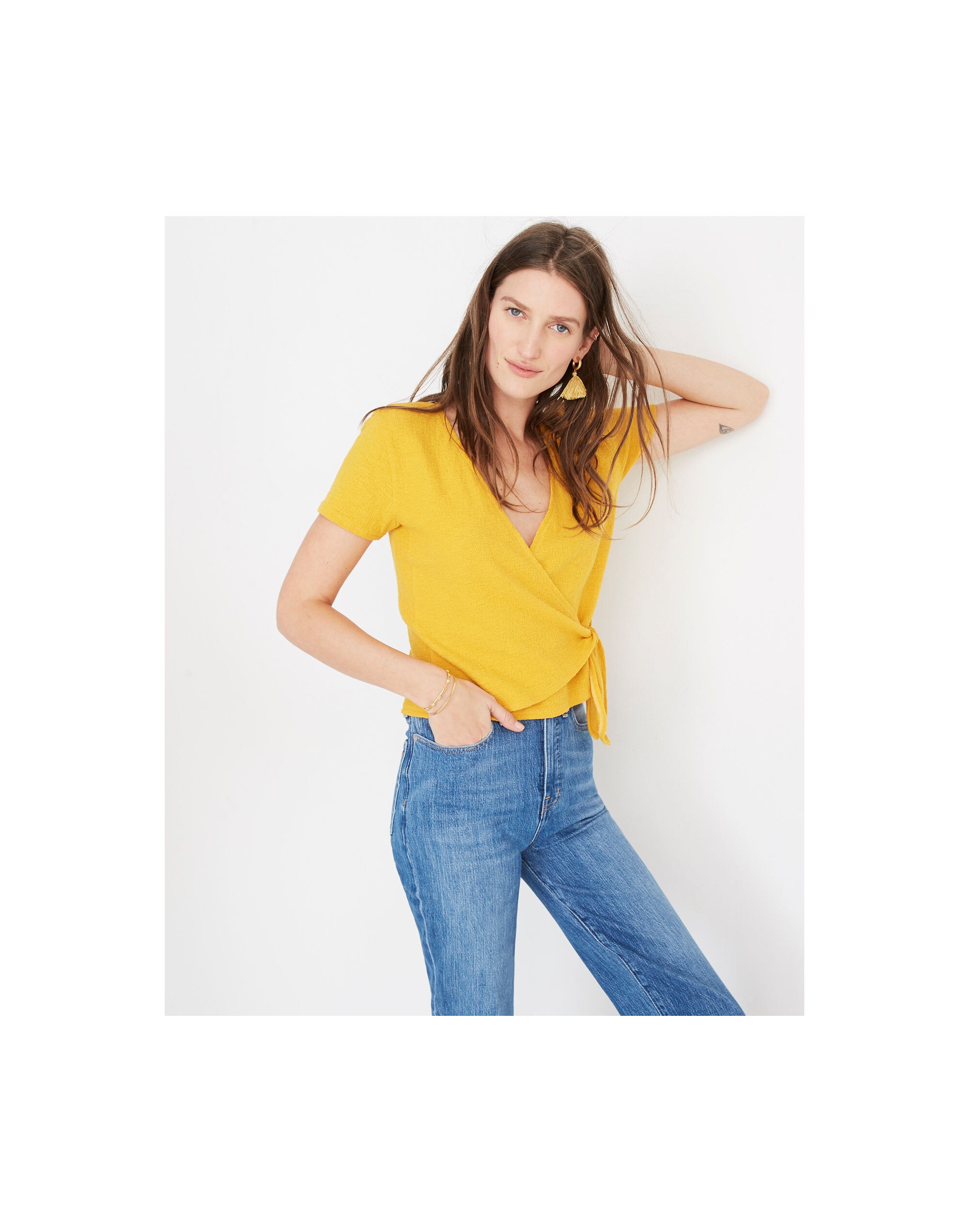 Texture &amp; Thread Wrap-Tie Top