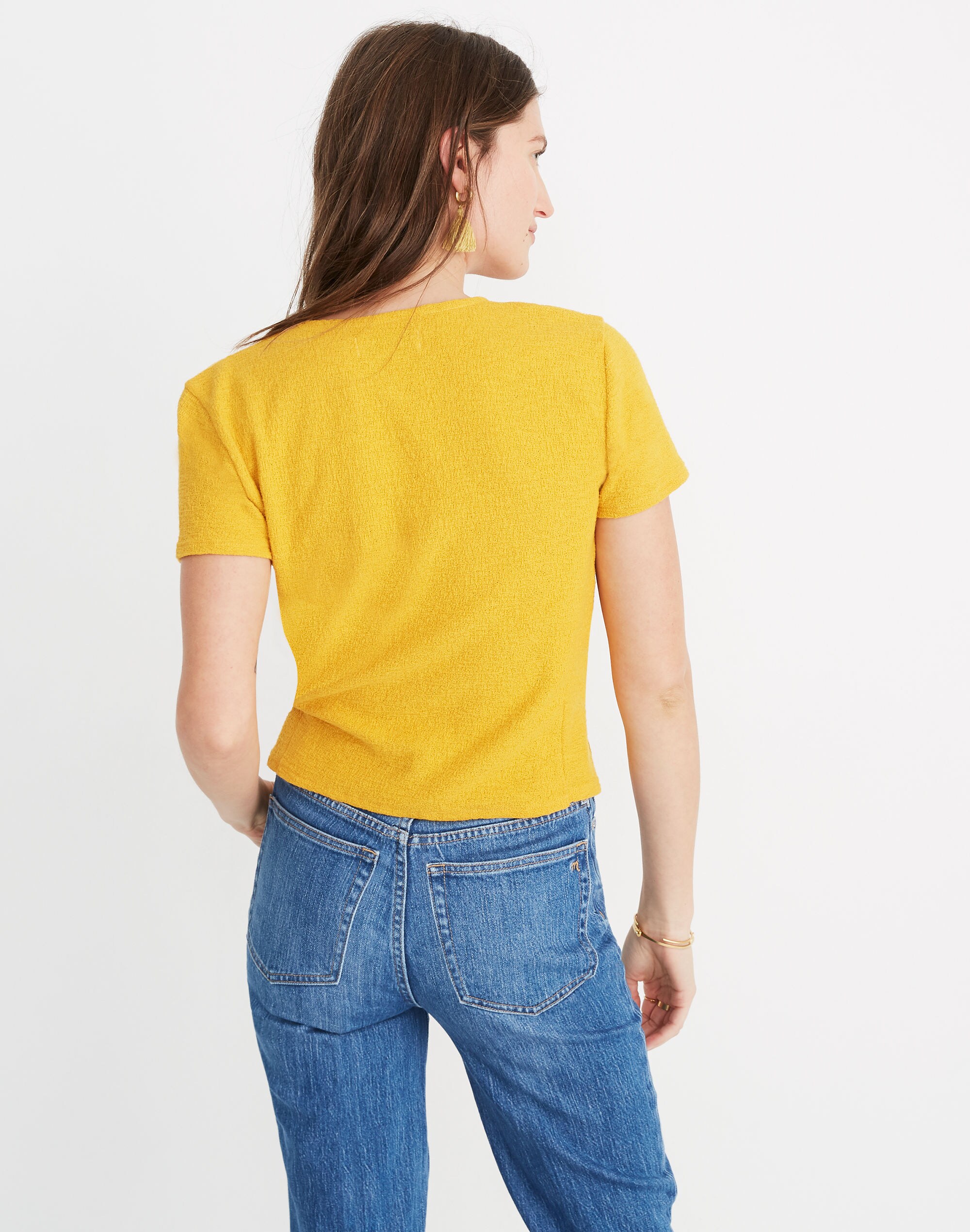 Texture &amp; Thread Wrap-Tie Top