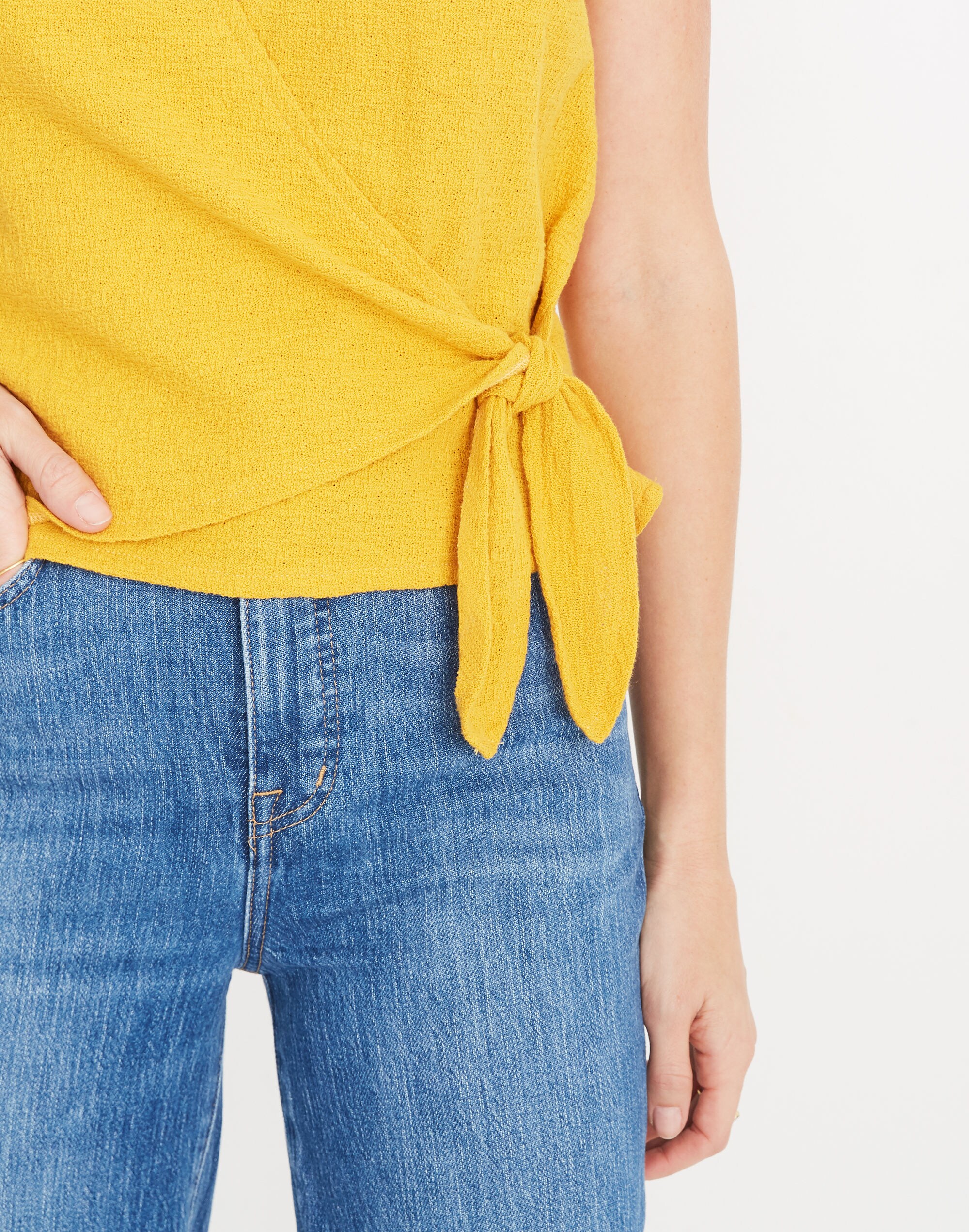 Texture &amp; Thread Wrap-Tie Top