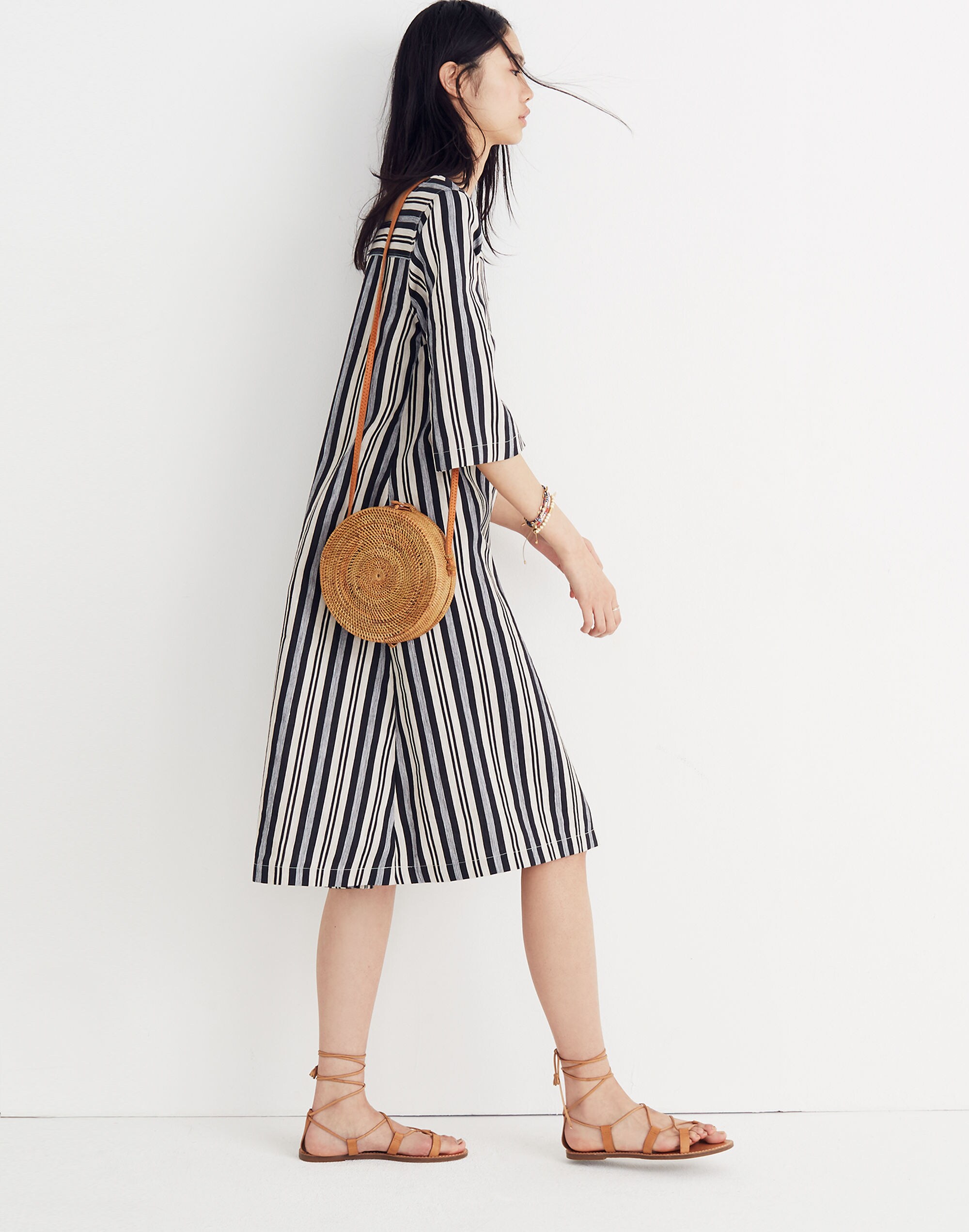Square-Neck Midi Dress in Evelyn Stripe