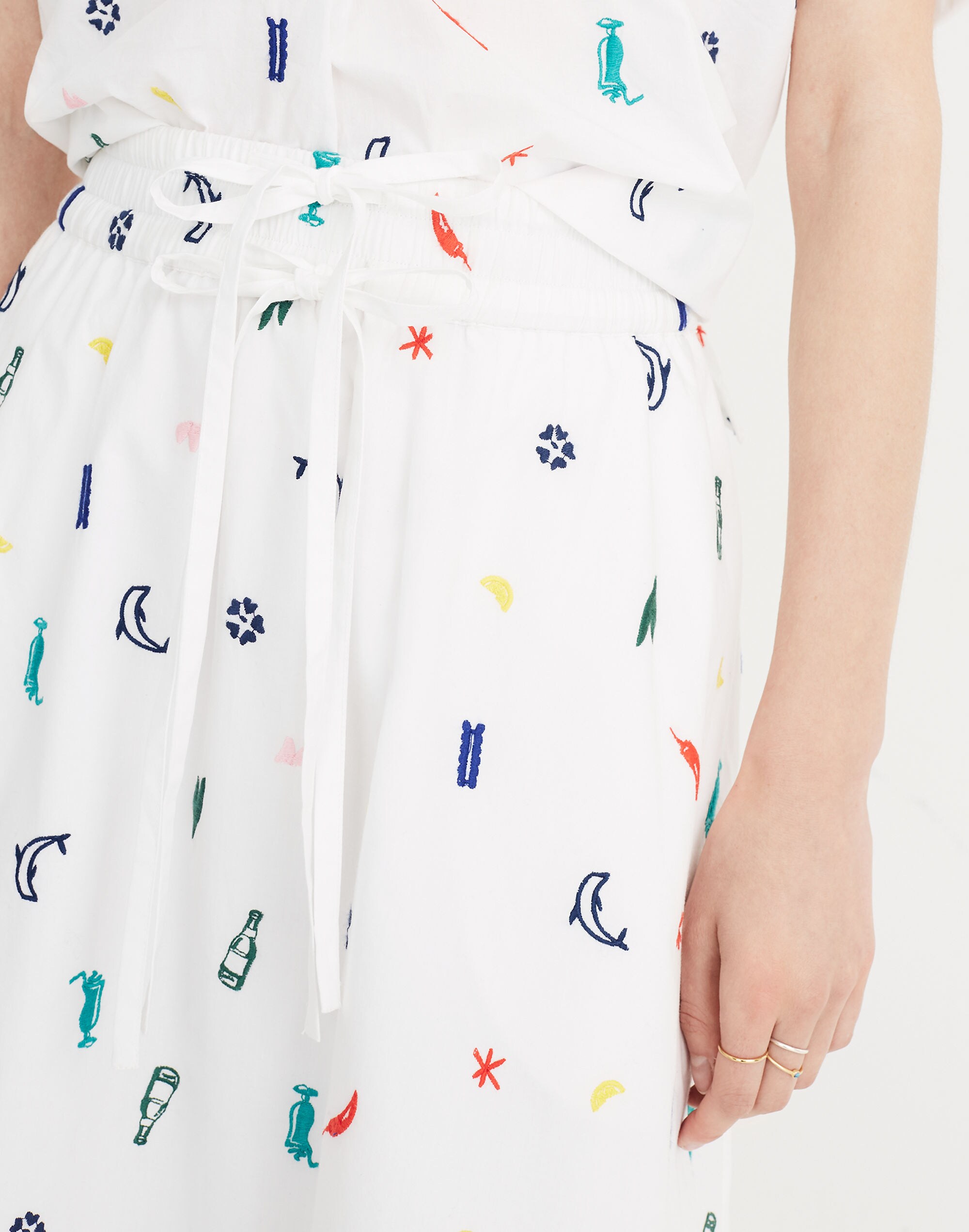 Embroidered Drawstring Circle Skirt in Summer Friday