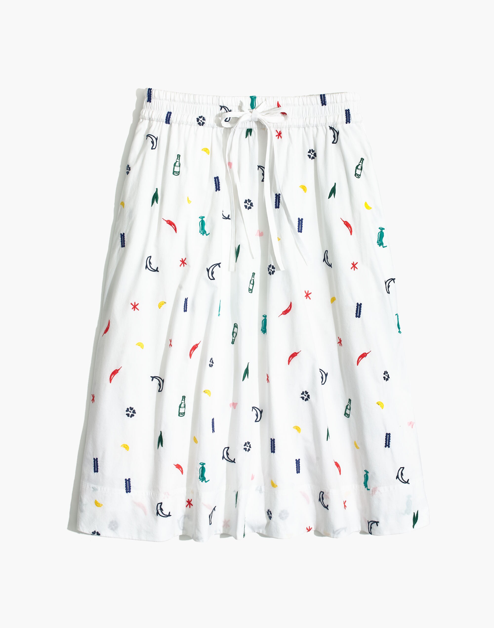 Embroidered Drawstring Circle Skirt in Summer Friday