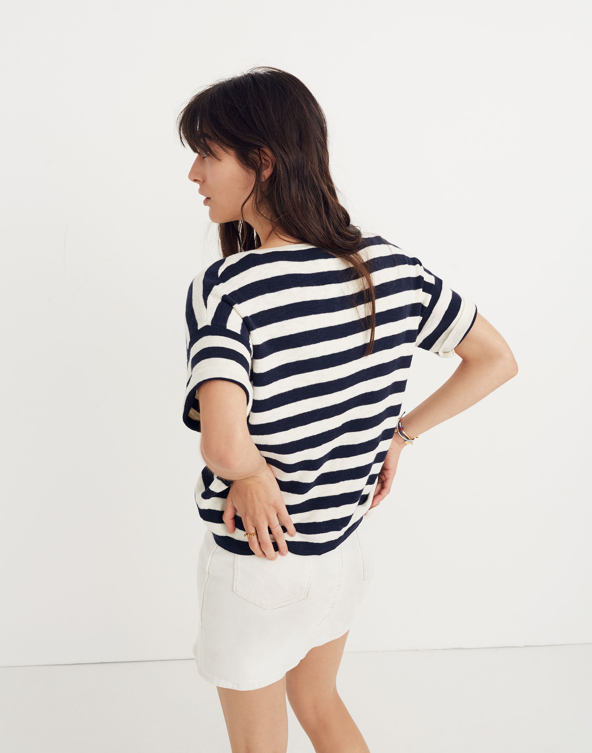 Boxy Sweater Tee in Kelley Stripe