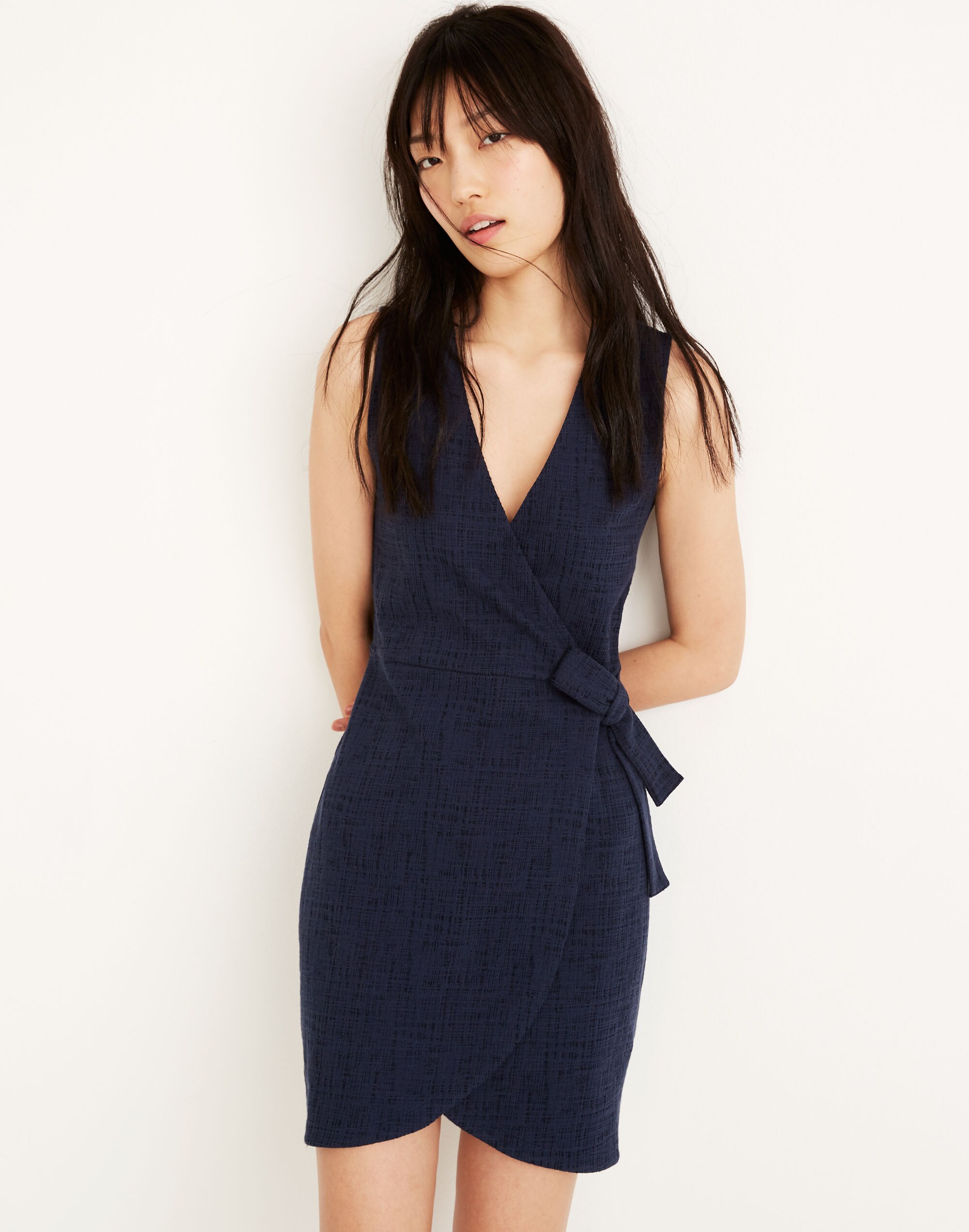 Crosshatch Side-Tie Dress