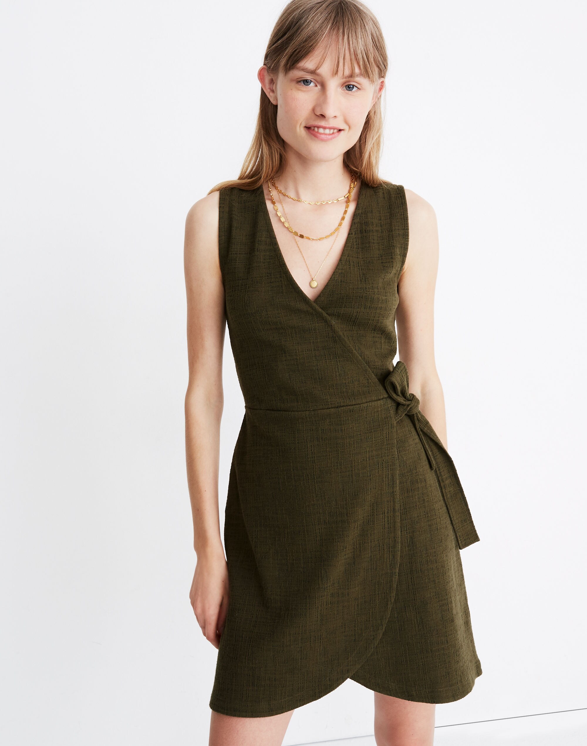 Crosshatch Side-Tie Dress