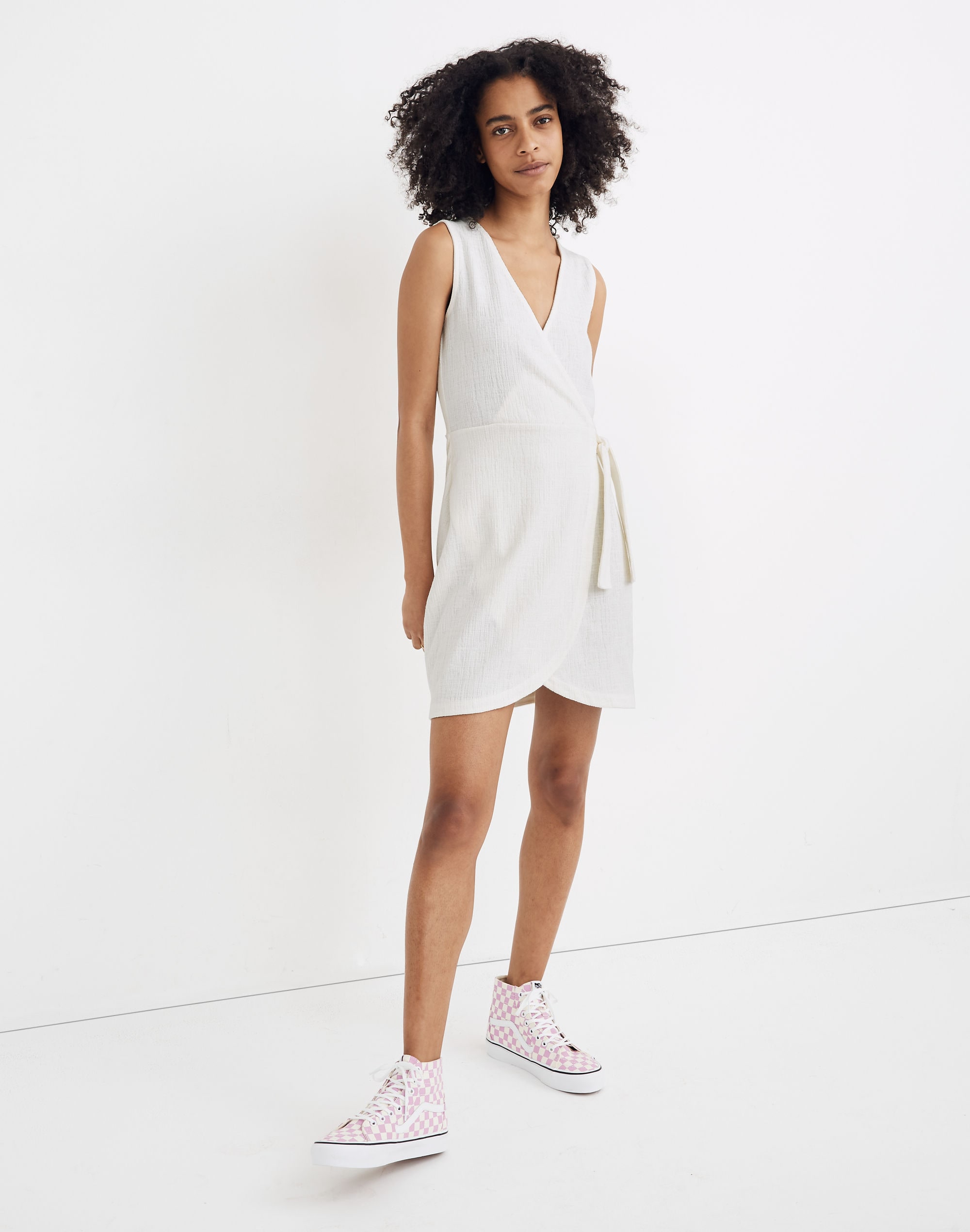 crosshatch side-tie dress