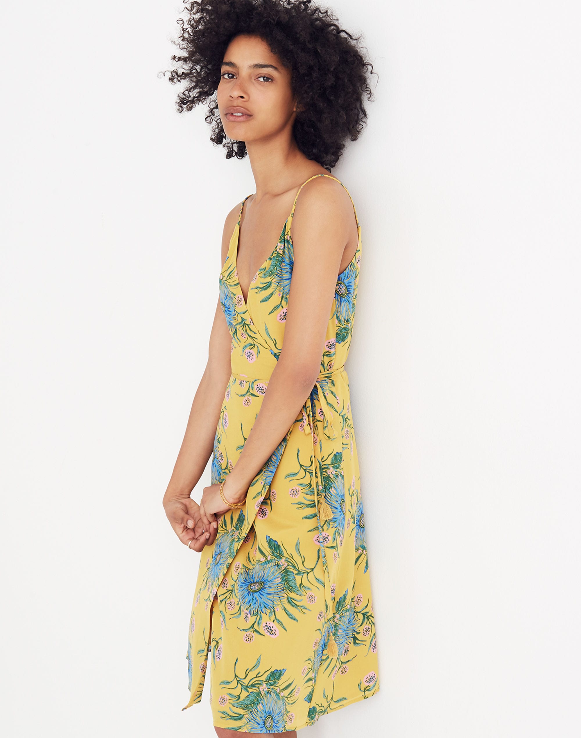 Silk Wrap Dress in Painted Blooms