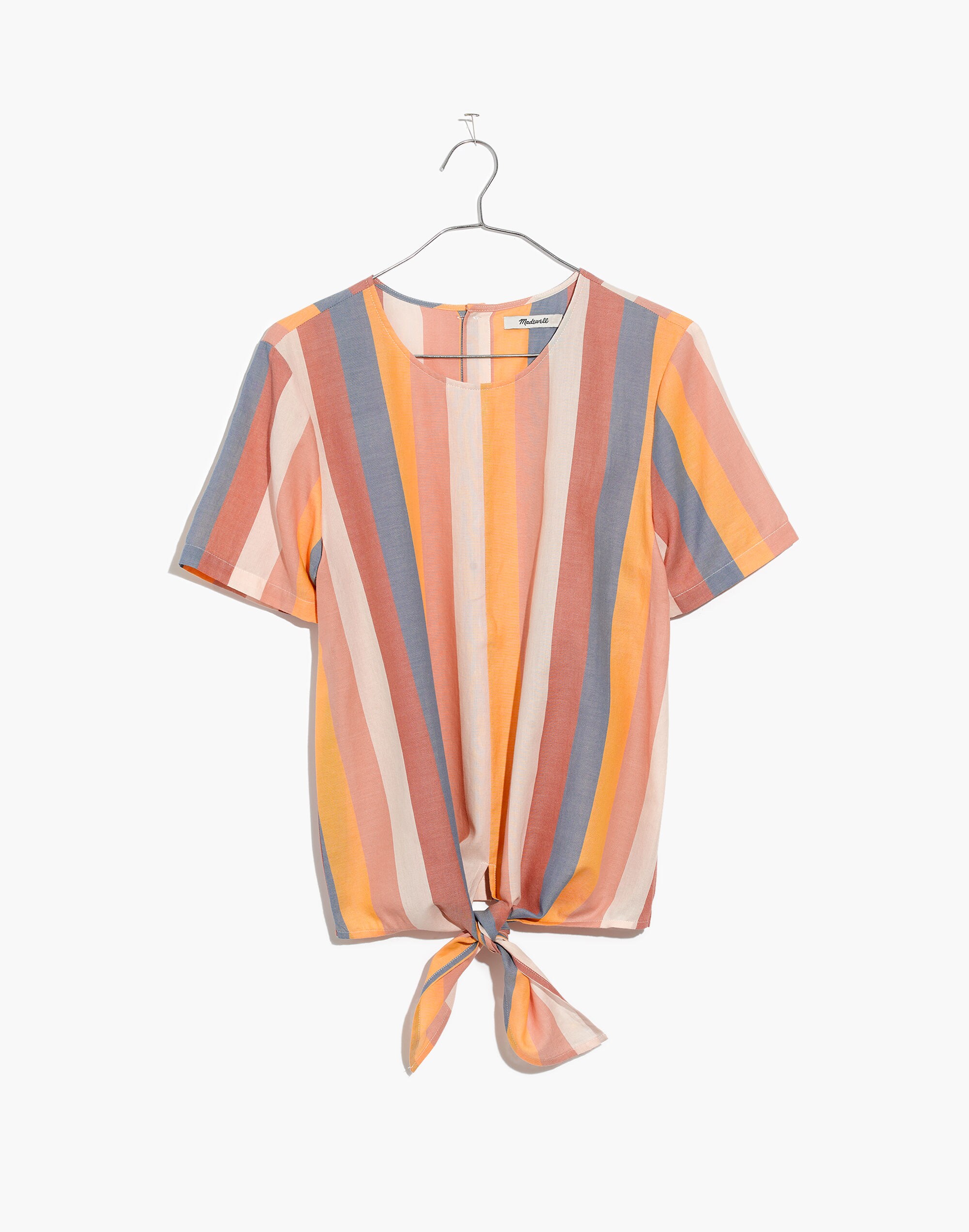 Button-Back Tie Tee in Sherbet Stripe