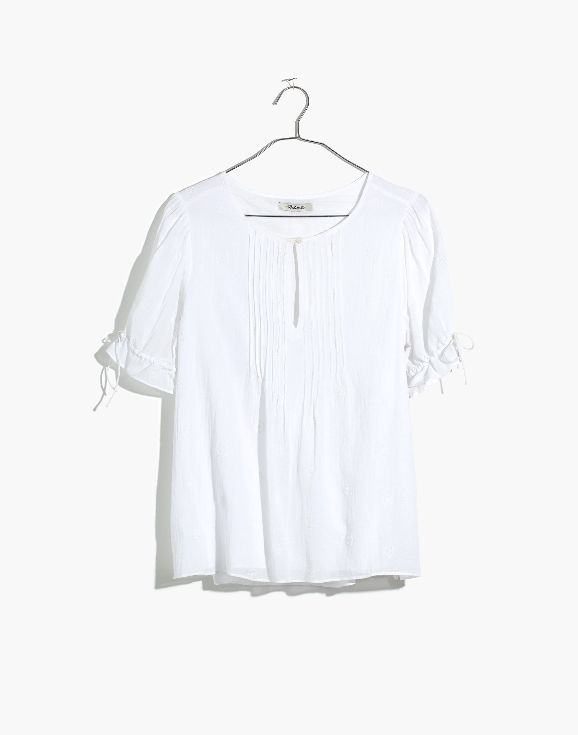 Embroidered Pintuck Top