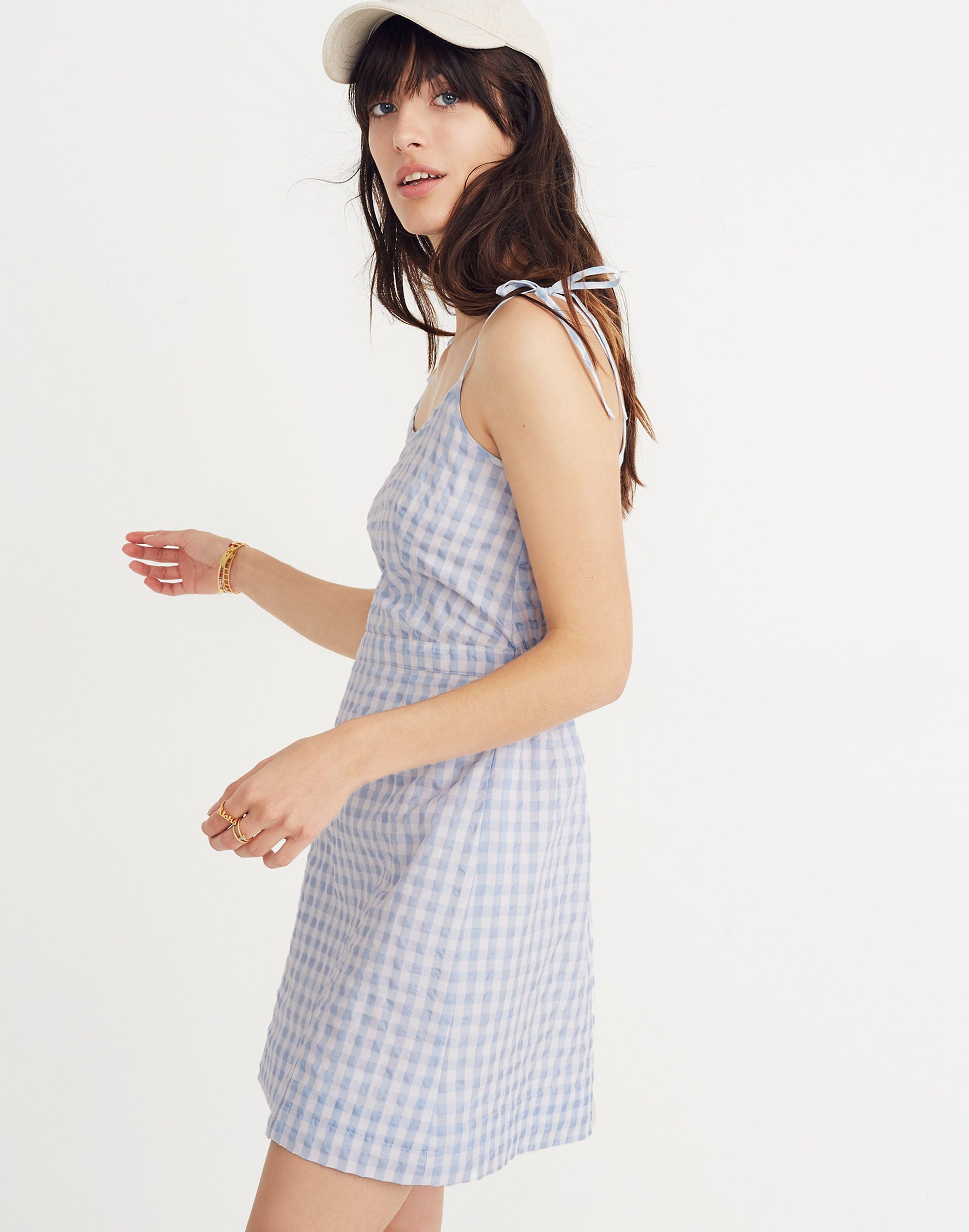 gingham tie-strap dress