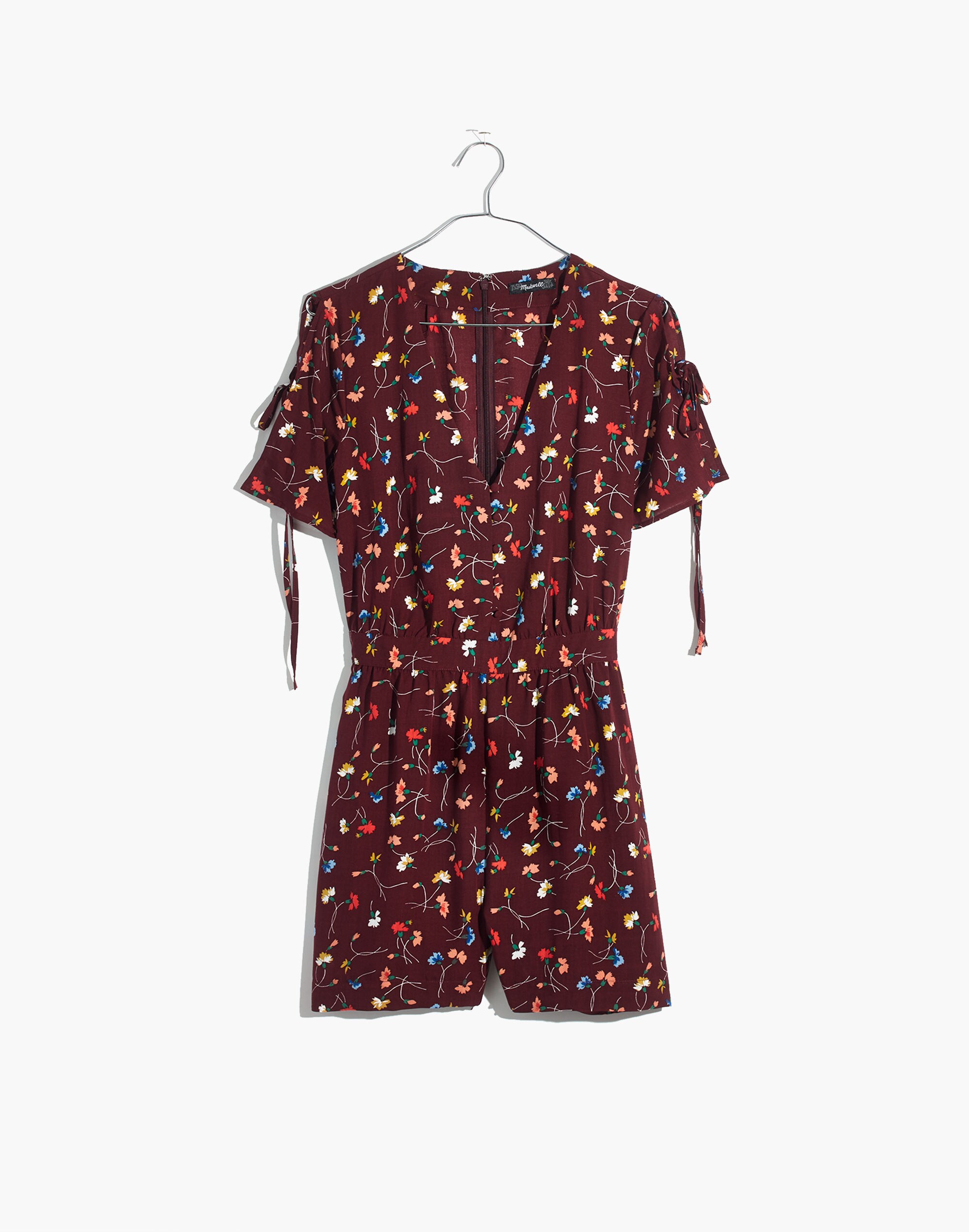 Button-Front Romper in Painted Carnations