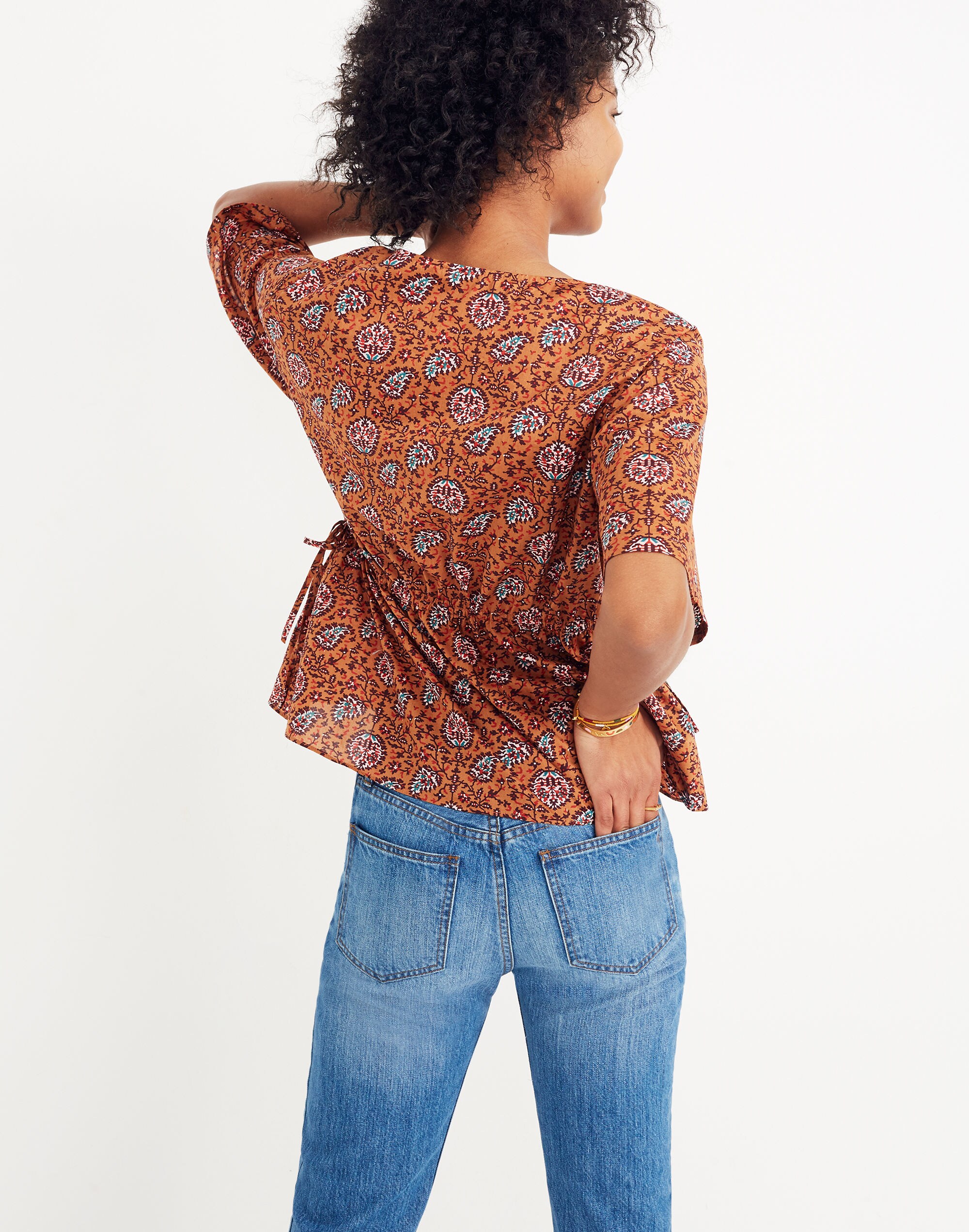 Drawstring-Waist Shirt in Warm Paisley