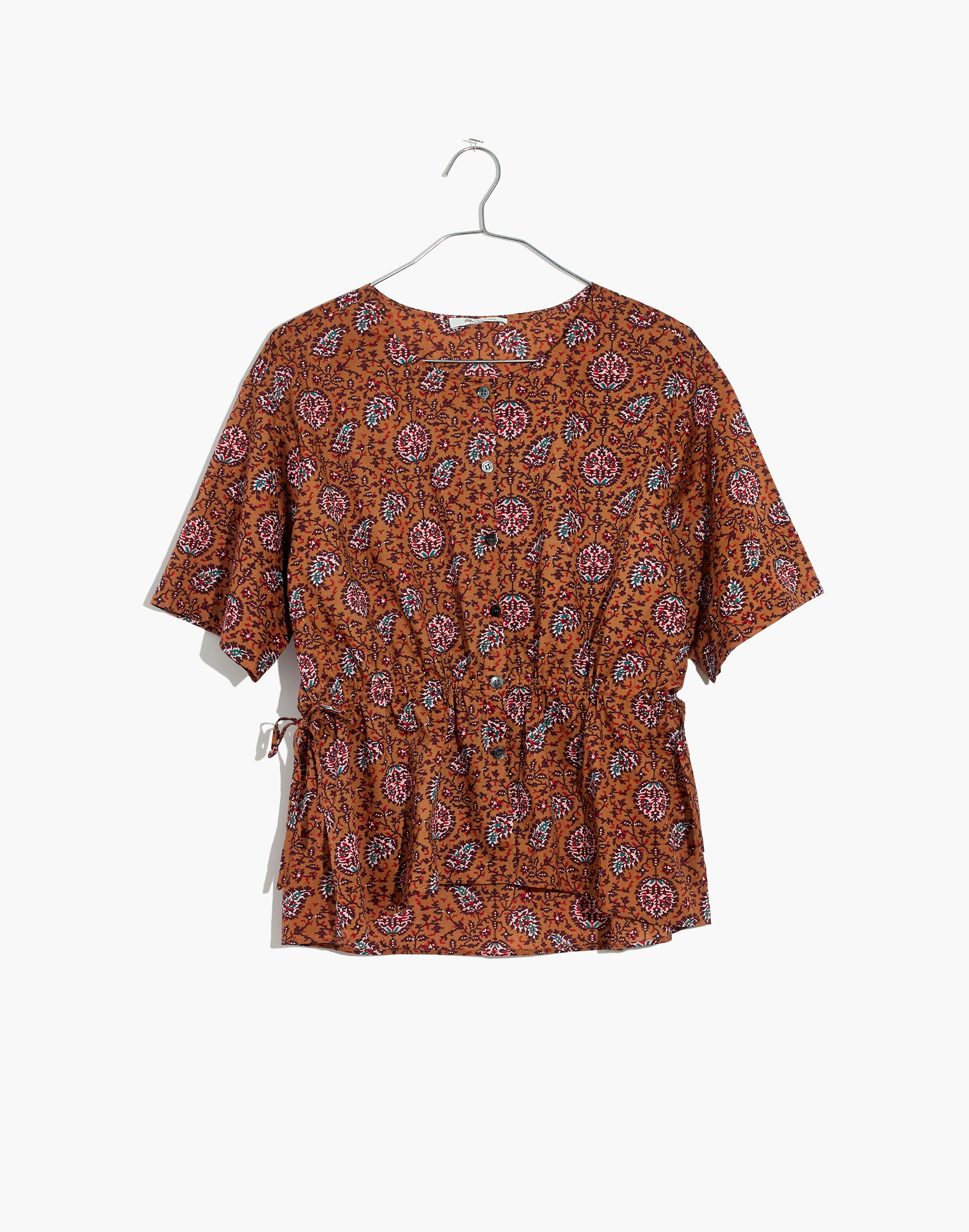 Drawstring-Waist Shirt in Warm Paisley