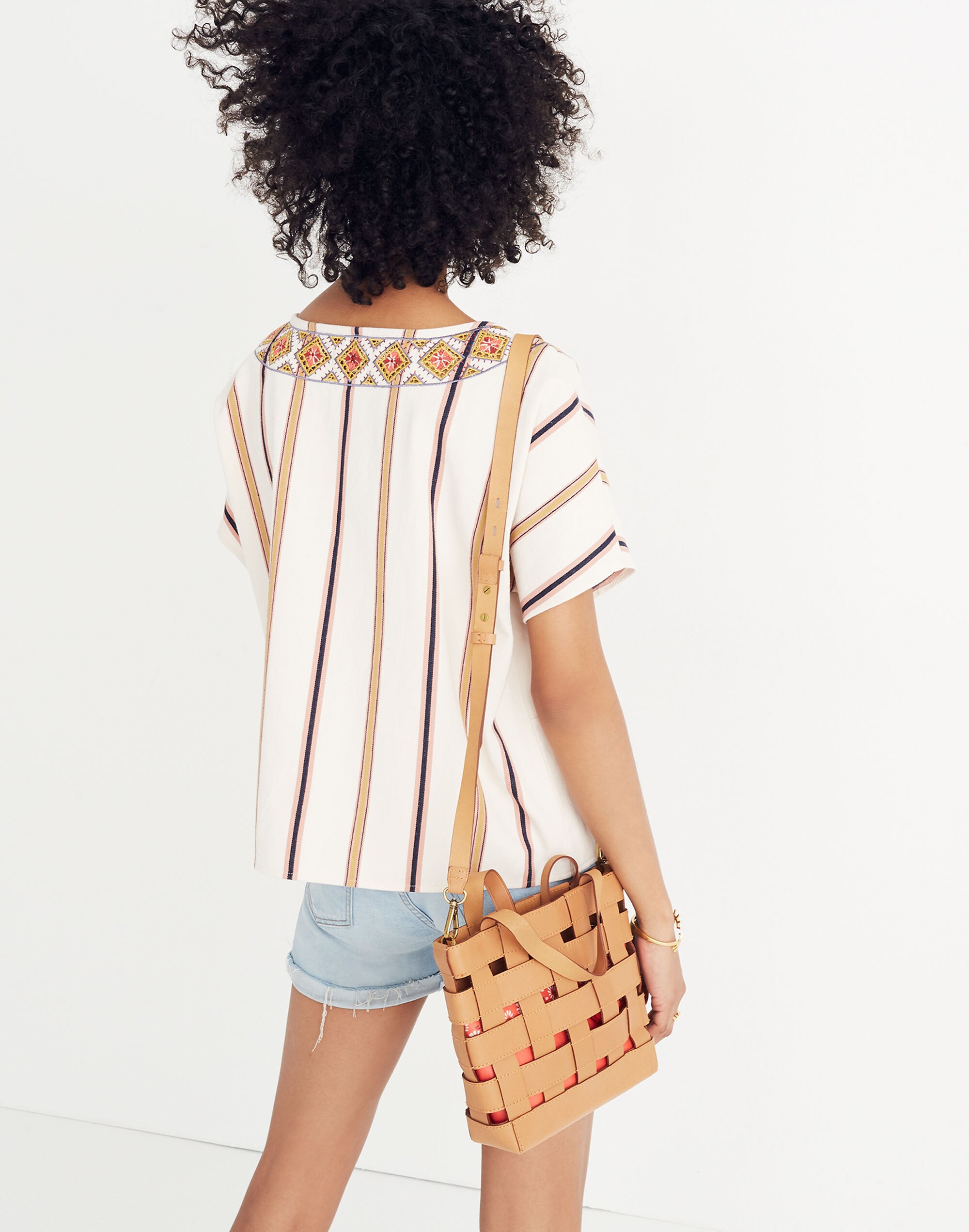 Embroidered Boxy Top in Rocco Stripe