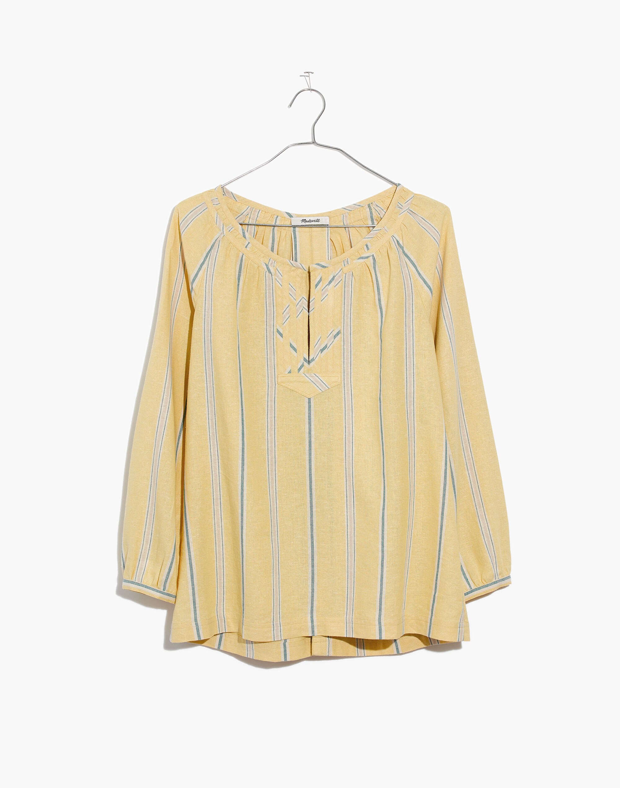 Tie-Back Peasant Top in Atlantic Stripe