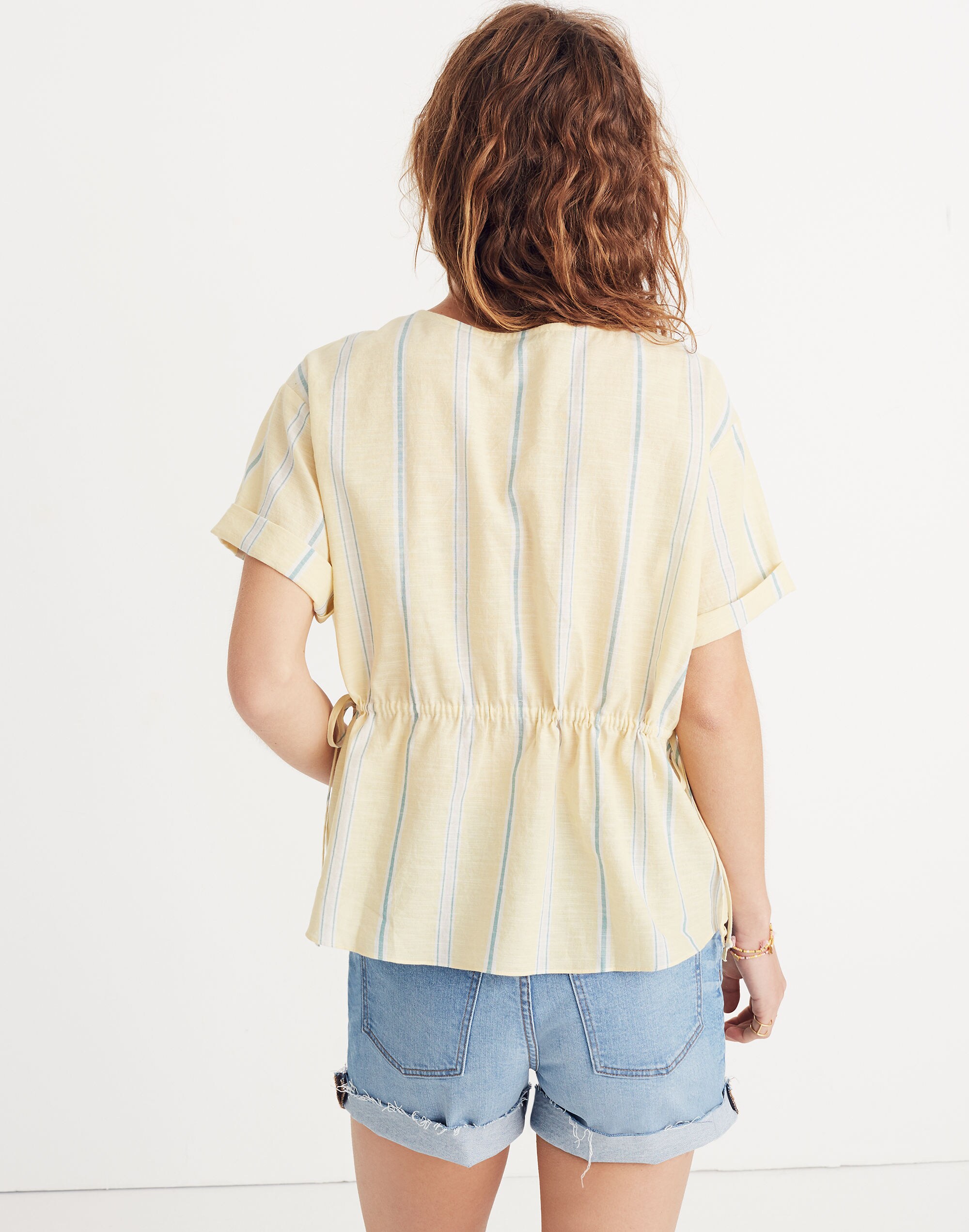 Drawstring-Waist Shirt in Atlantic Stripe