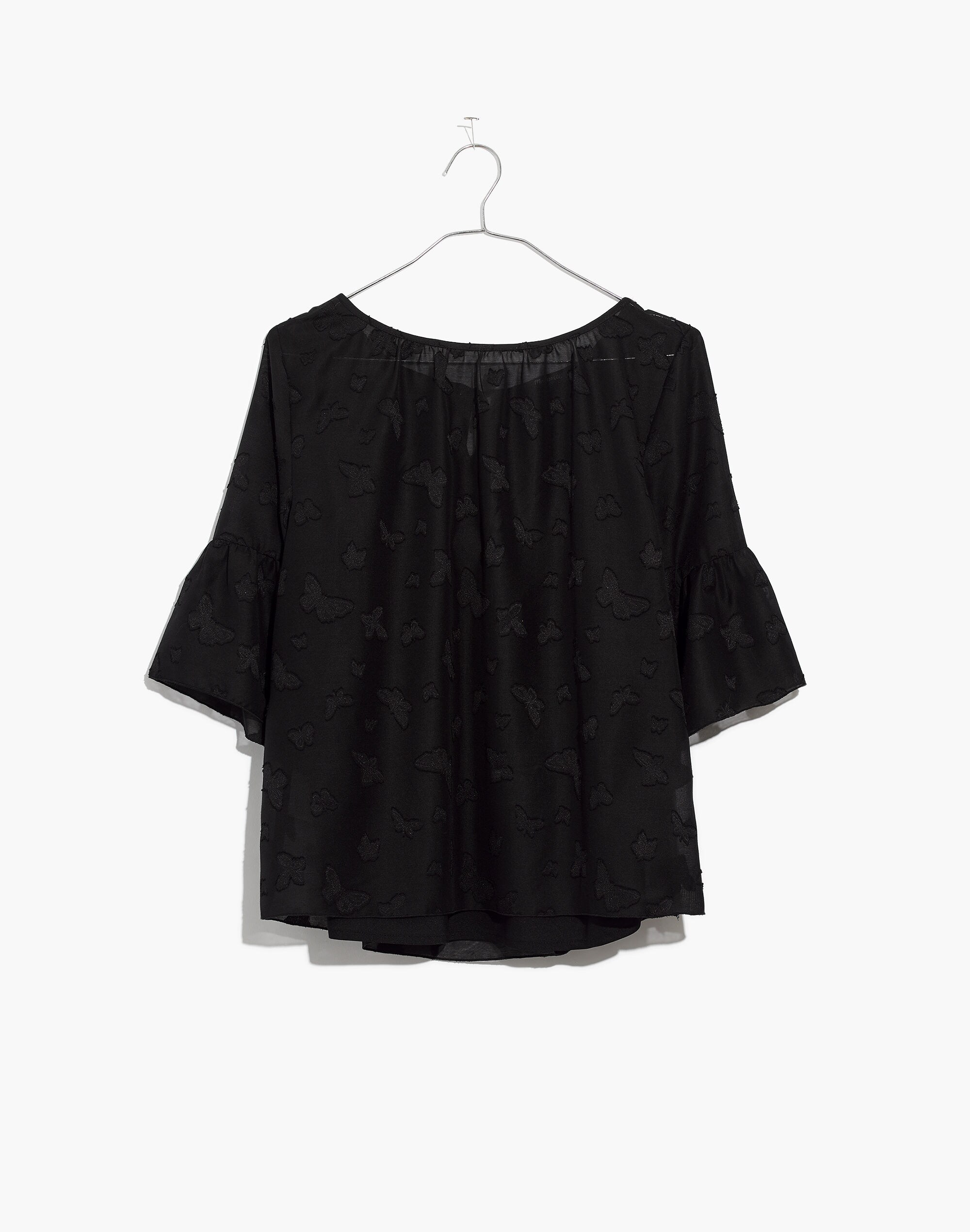 Butterfly-Jacquard Ruffle Top