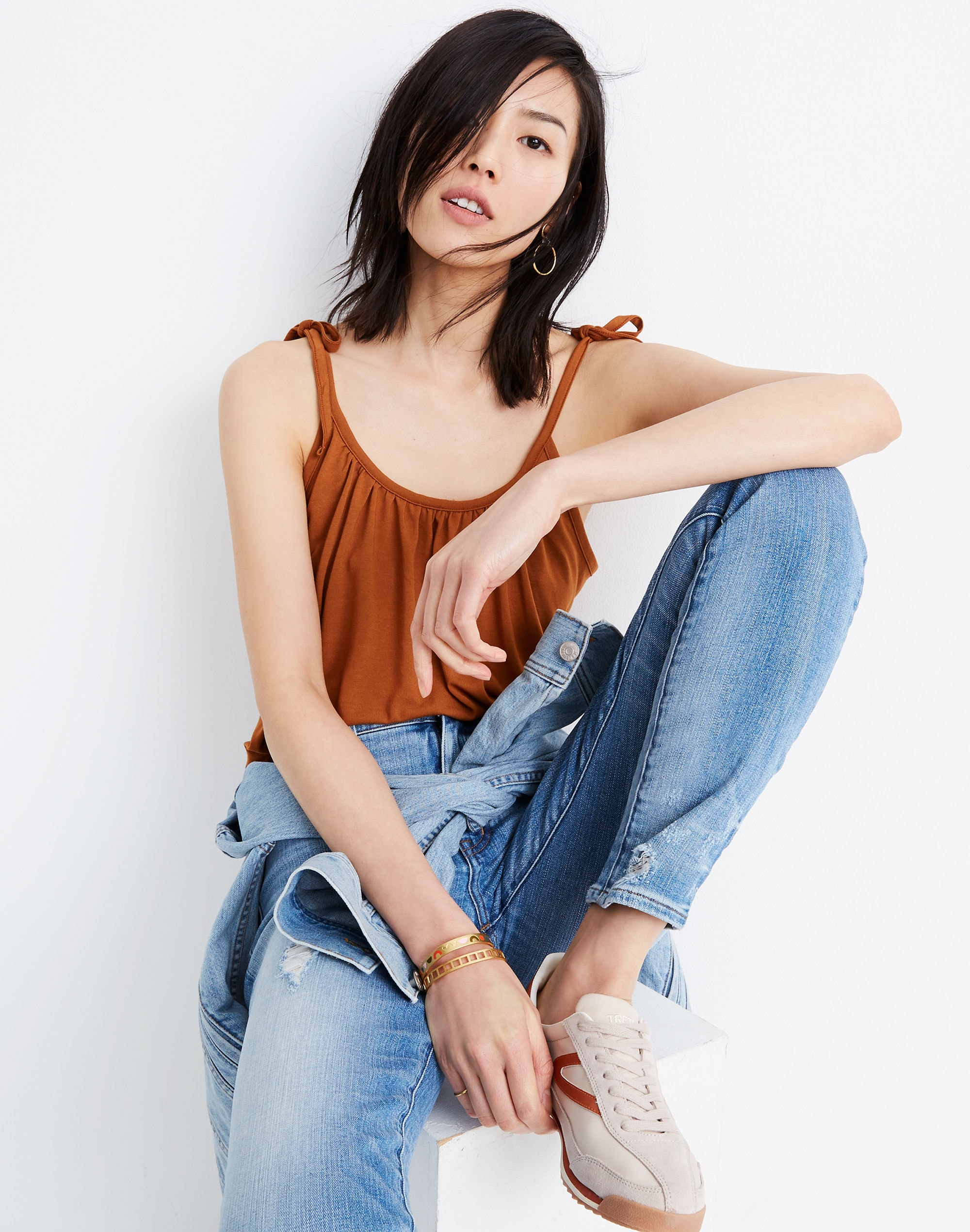 Gathered-Neck Tank Top