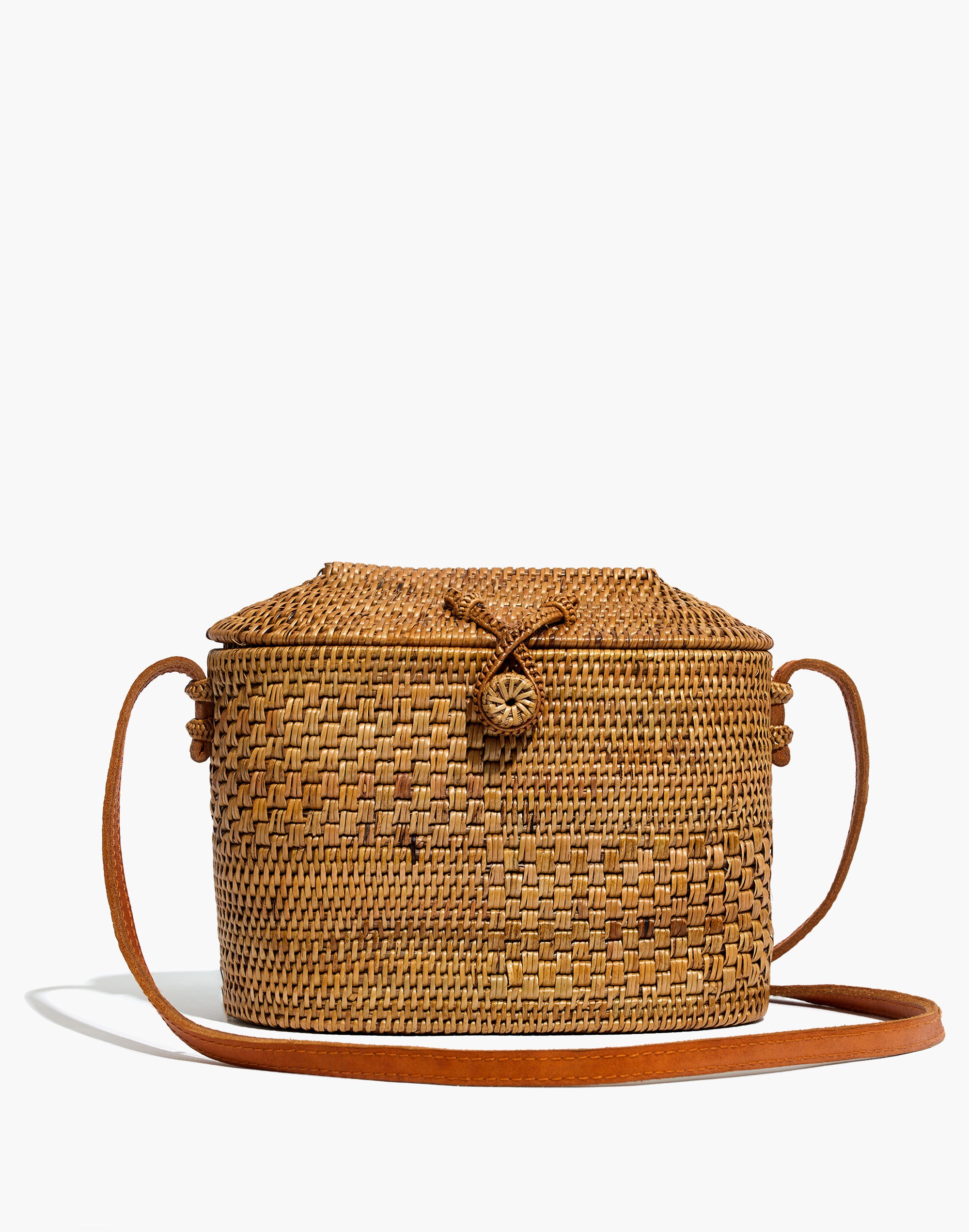 Folk Fortune Bali Rattan Top-Lid Bag