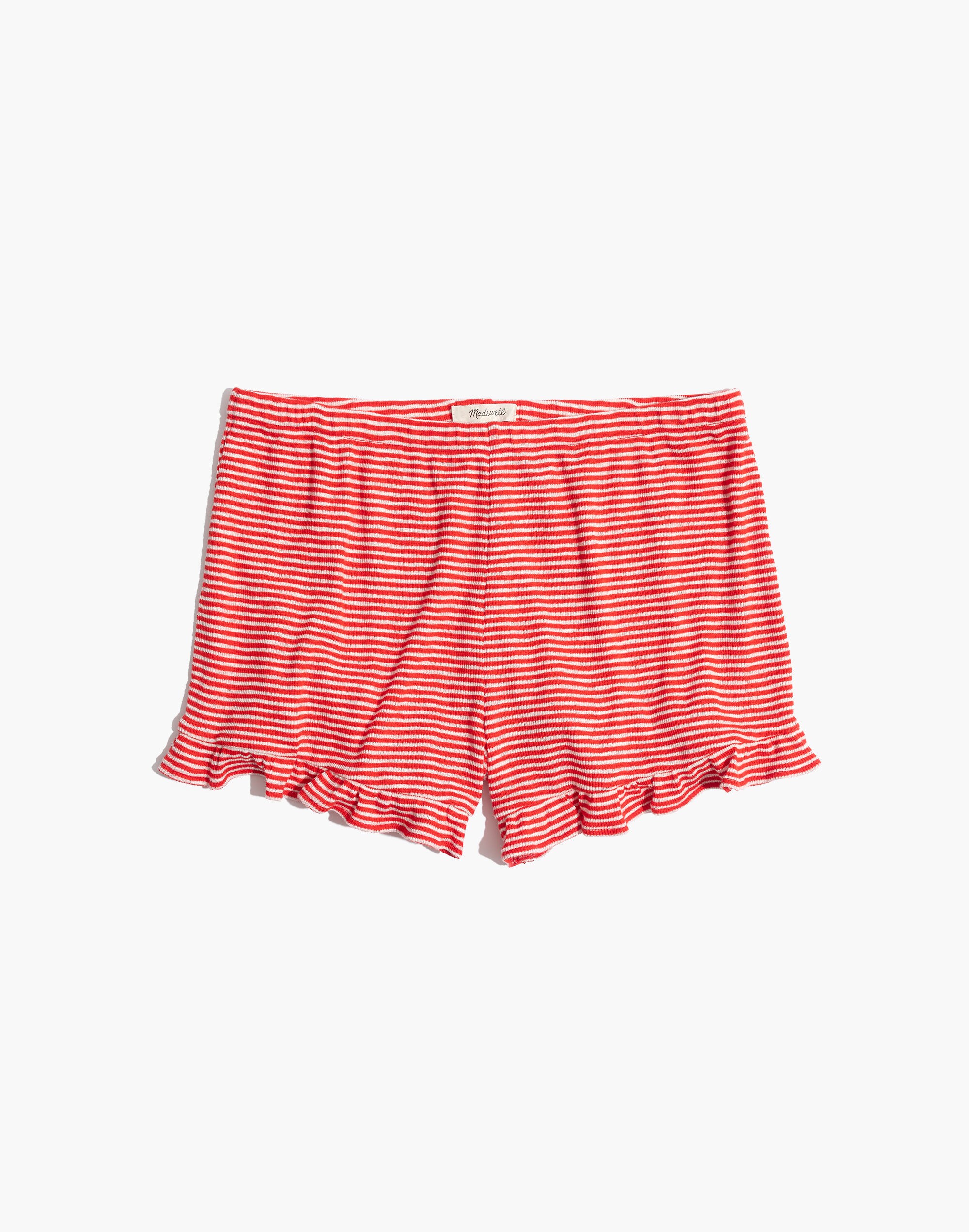 Ruffle-Hem Pajama Shorts in Stripe