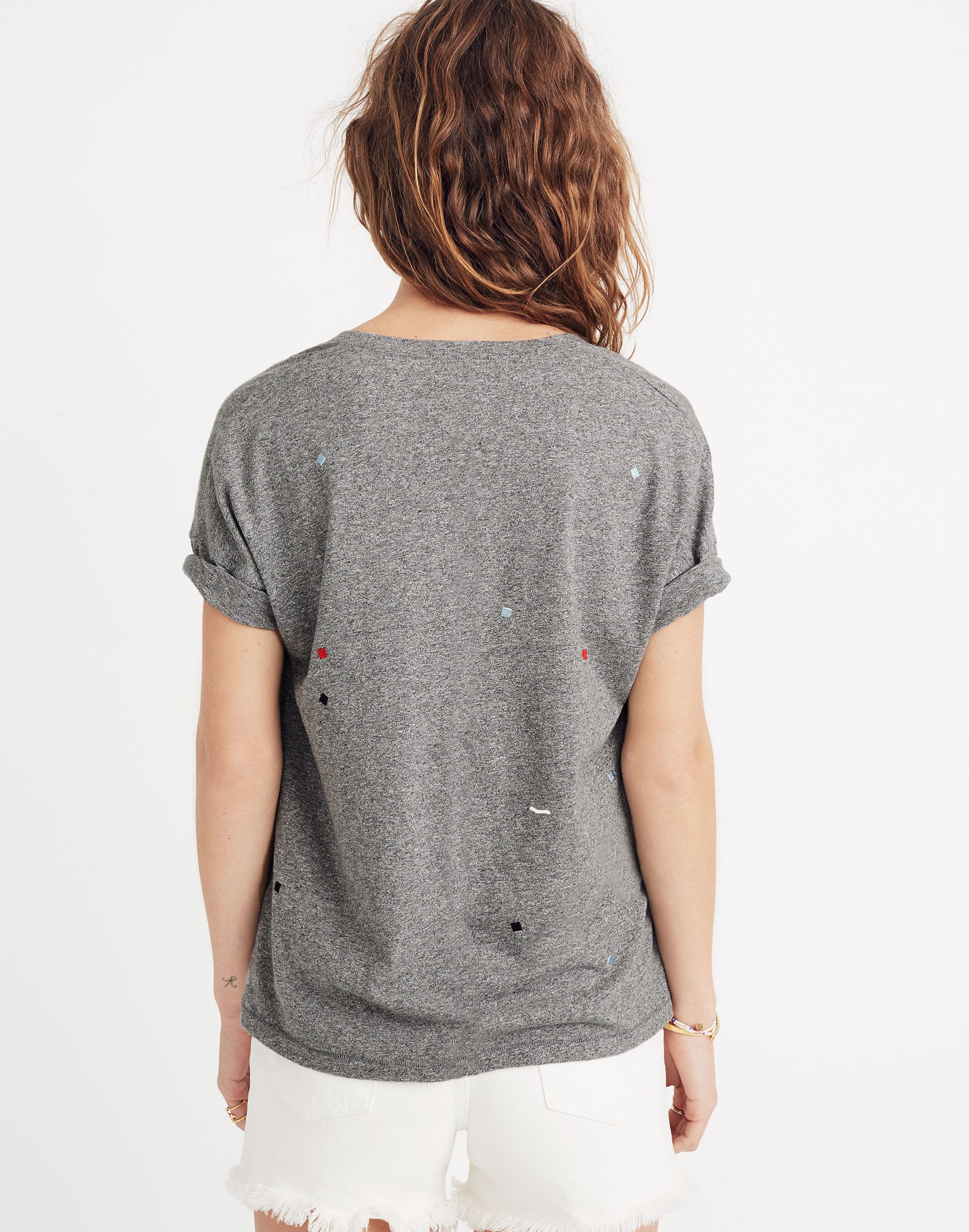 Embroidered U-Neck Tee