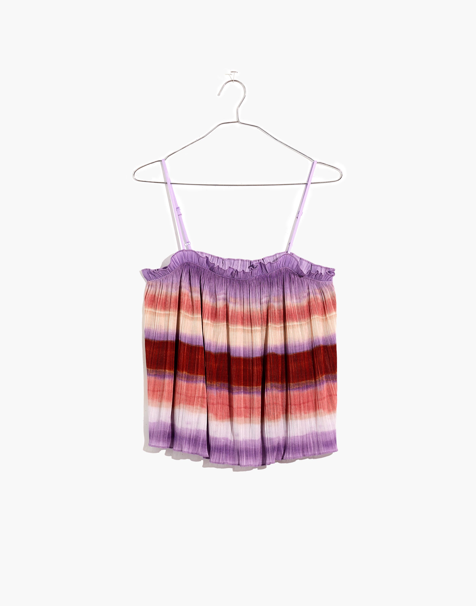 Texture &amp; Thread Micropleat Tank Top in Ombr&eacute; Rainbow