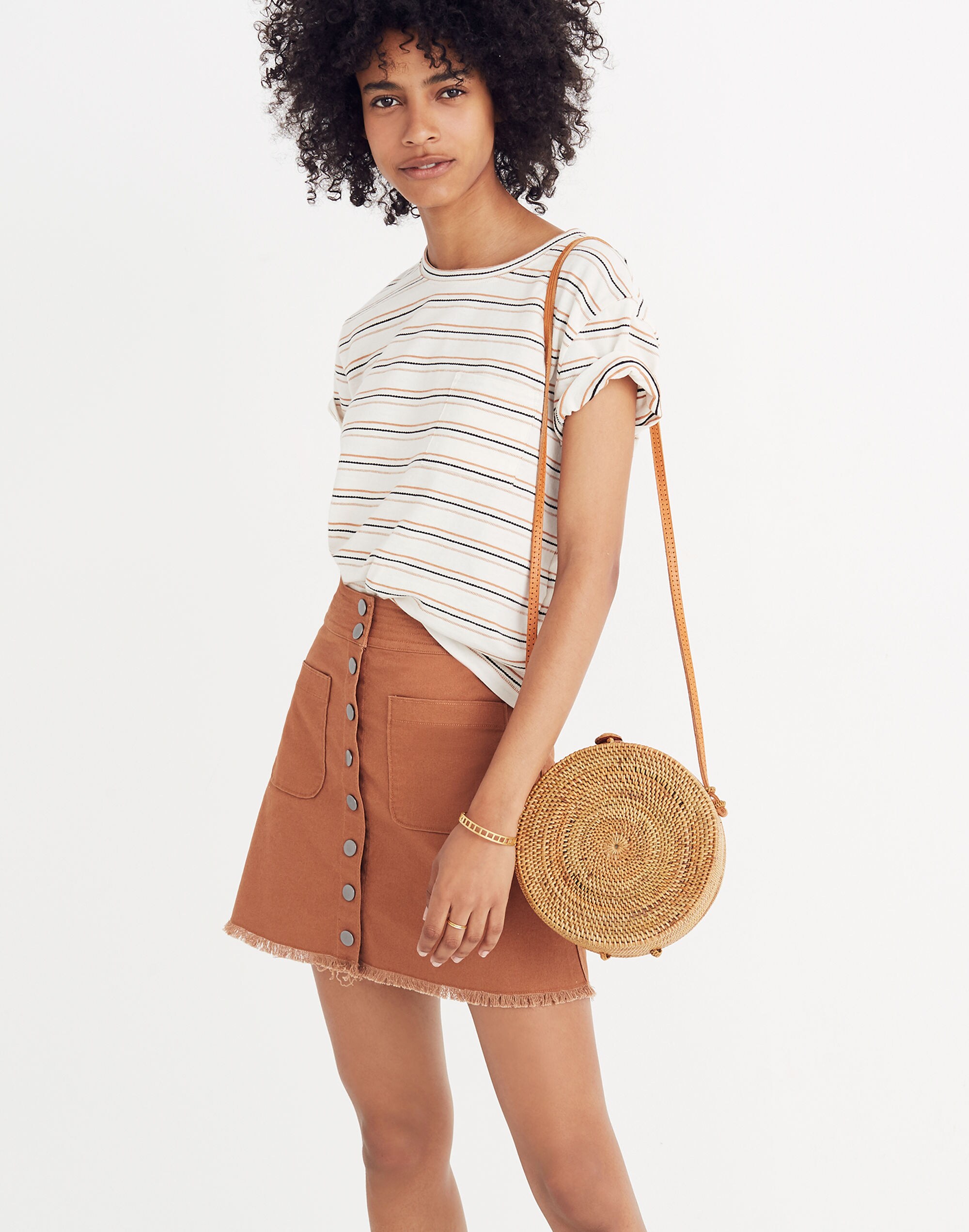 high-waist snap skirt