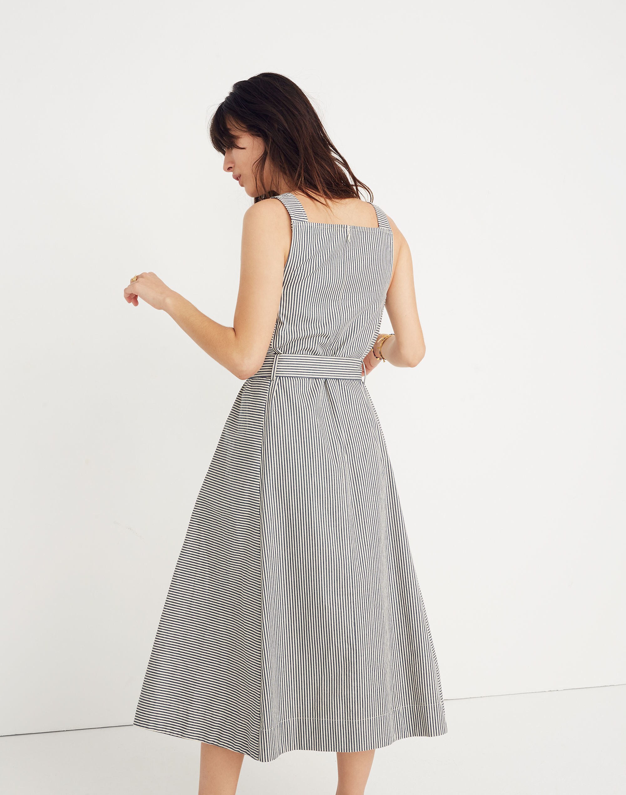 Apron Tie-Waist Dress in Stripe