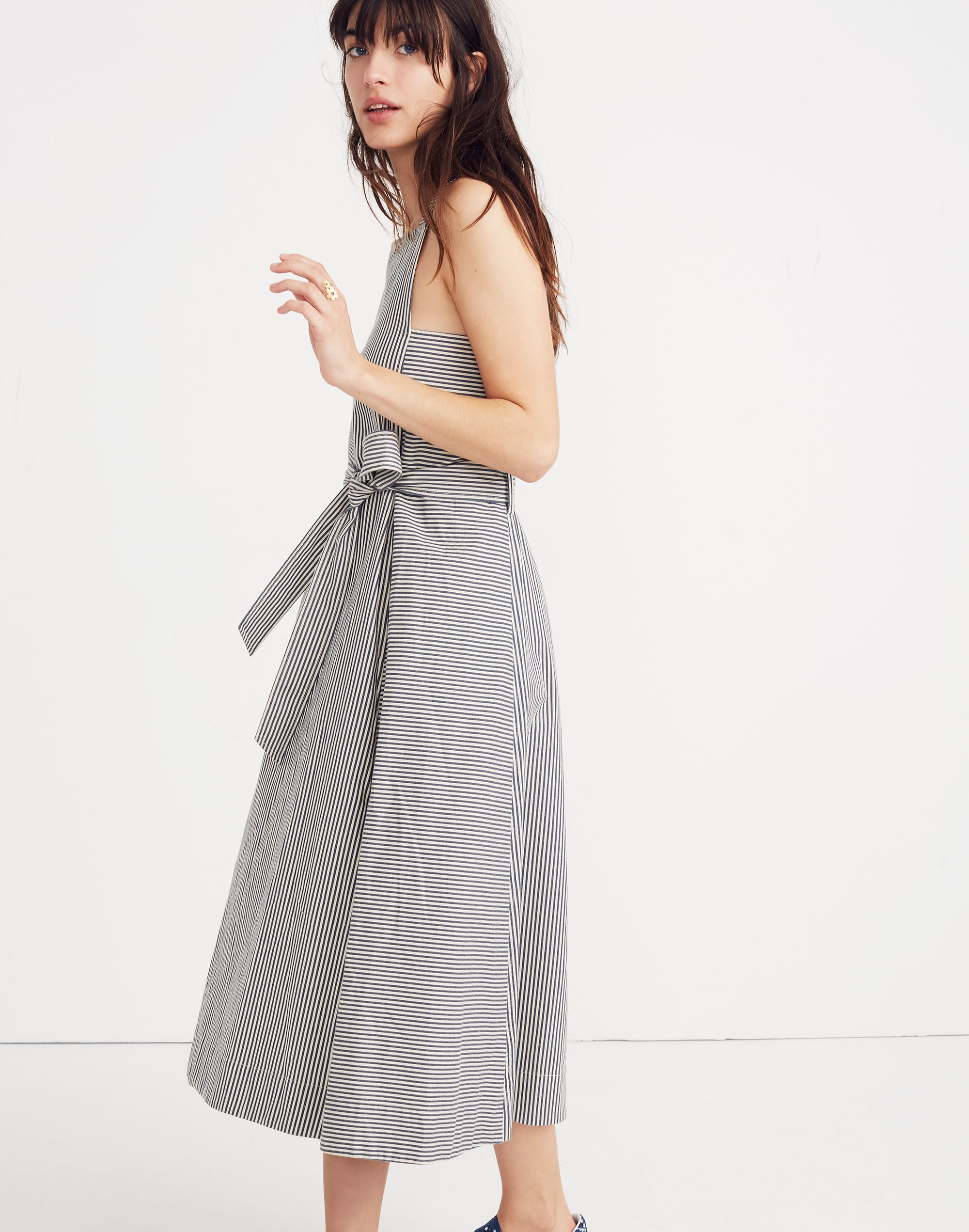 Apron Tie-Waist Dress in Stripe