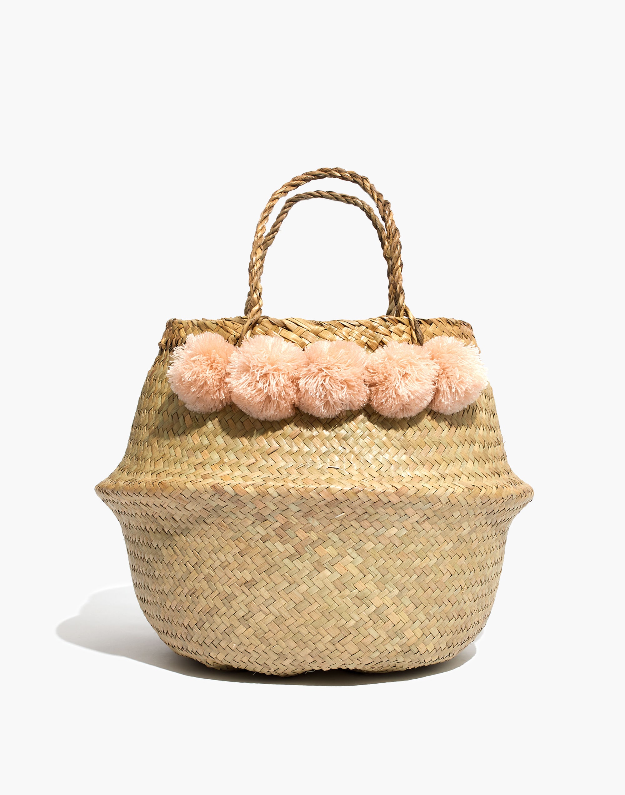 xinh &amp; co. large pom-pom basket tote