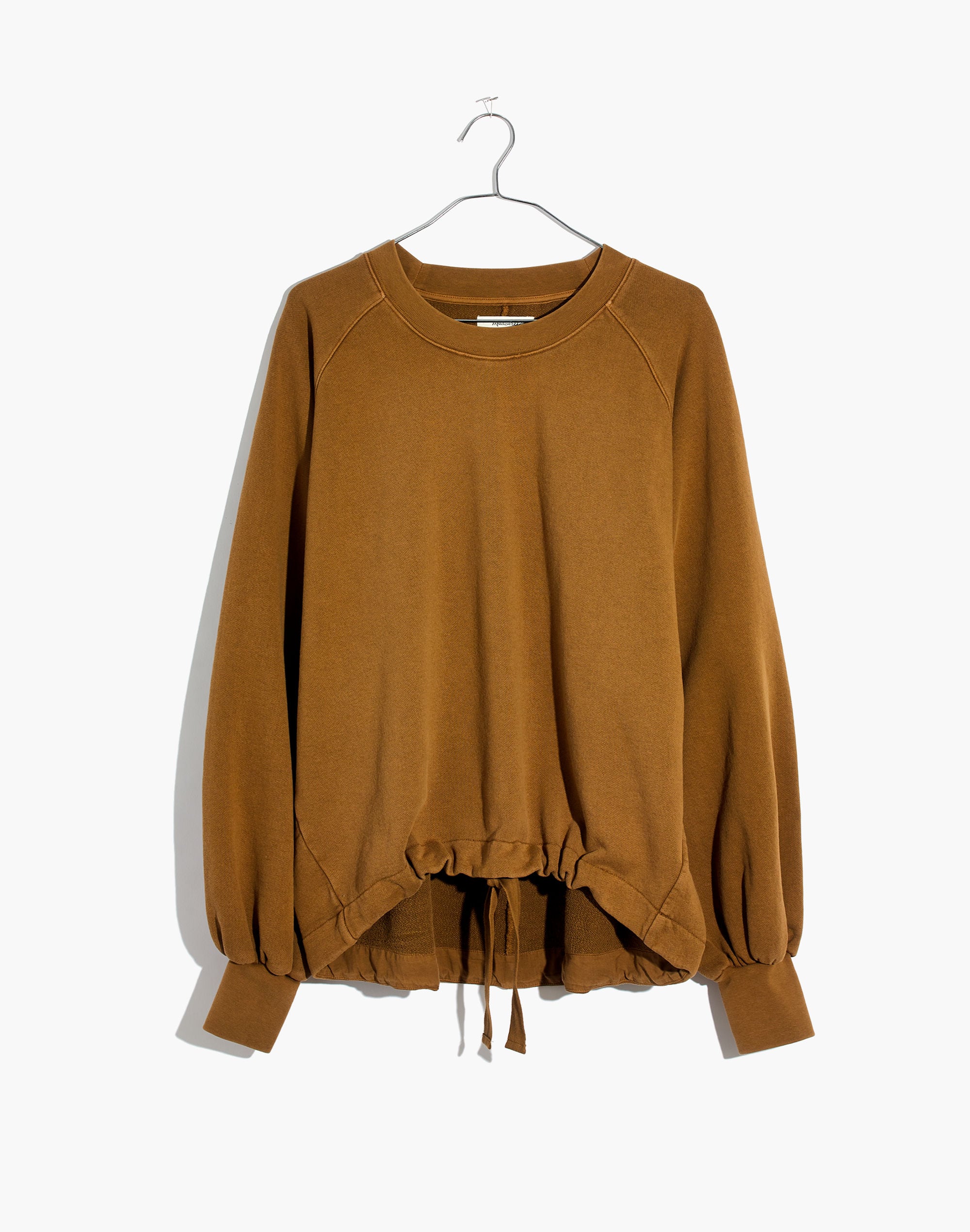 bubble-sleeve drawstring sweatshirt