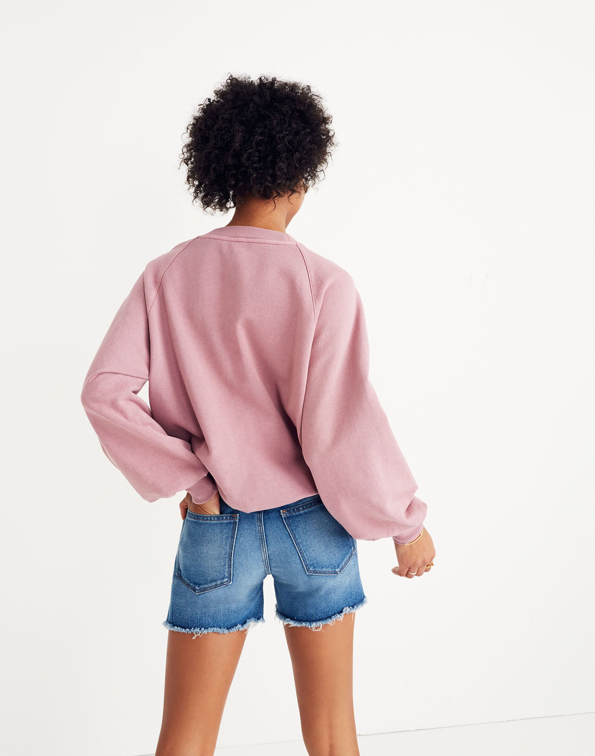 Bubble-Sleeve Drawstring Sweatshirt