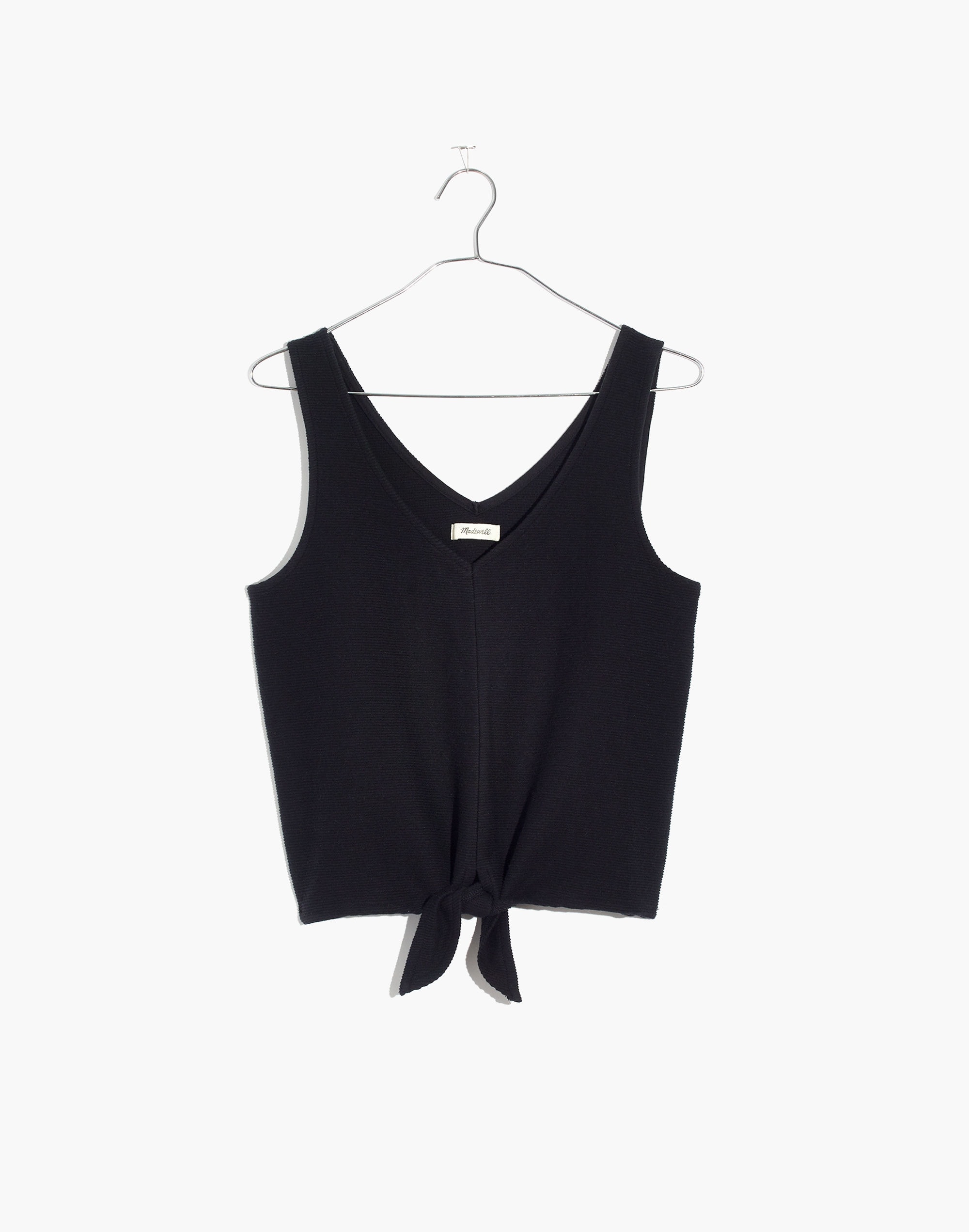texture &amp; thread tie-front tank top