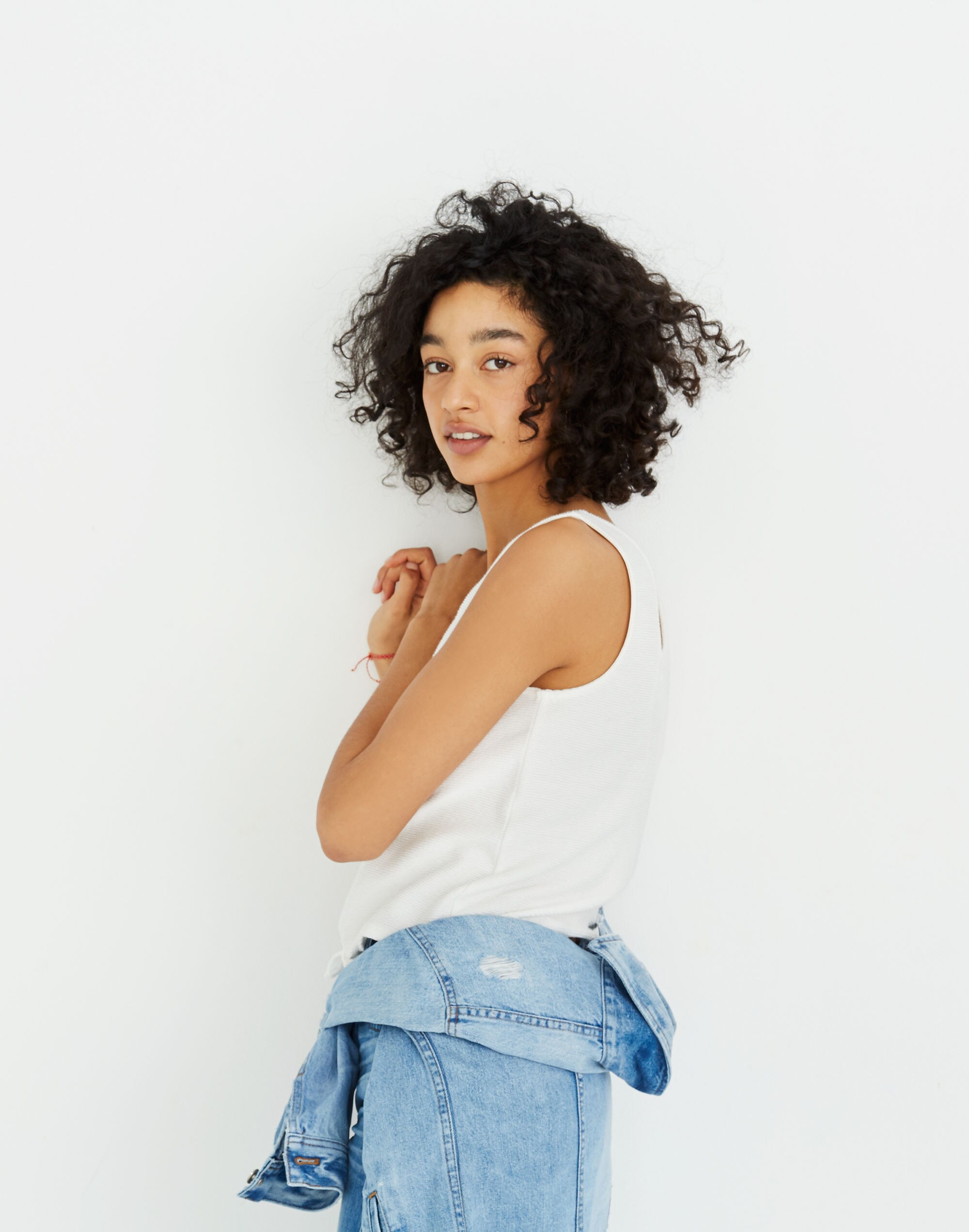 Texture &amp; Thread Tie-Front Tank Top