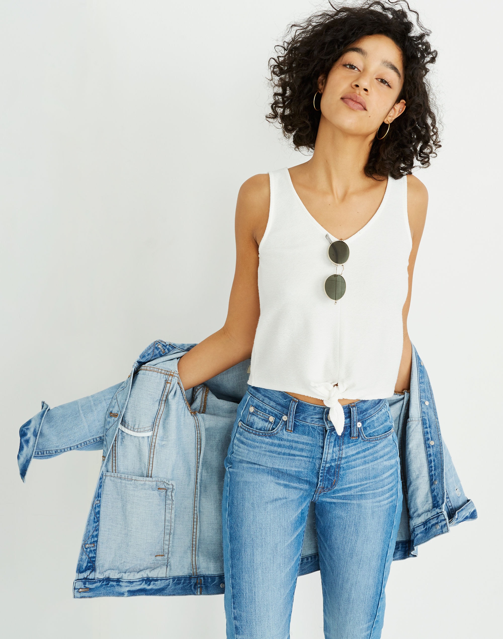 Texture &amp; Thread Tie-Front Tank Top