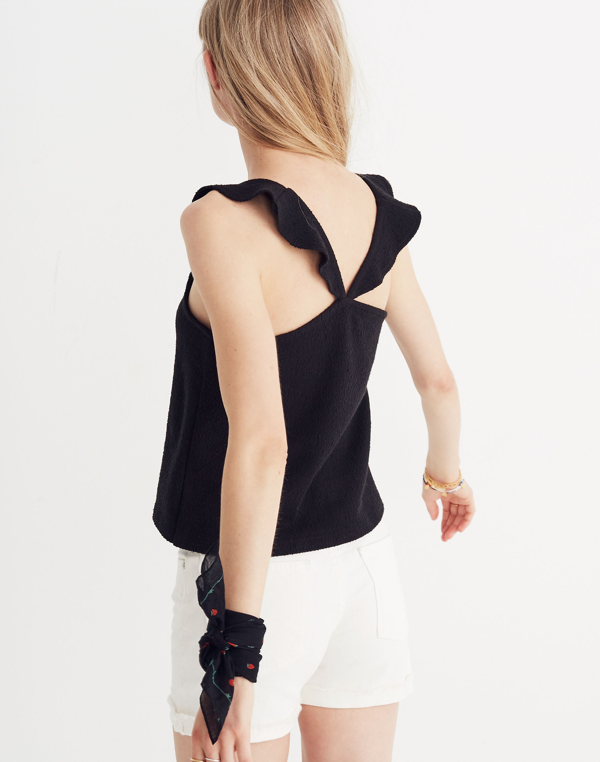 Texture &amp; Thread Ruffle-Strap Tank Top