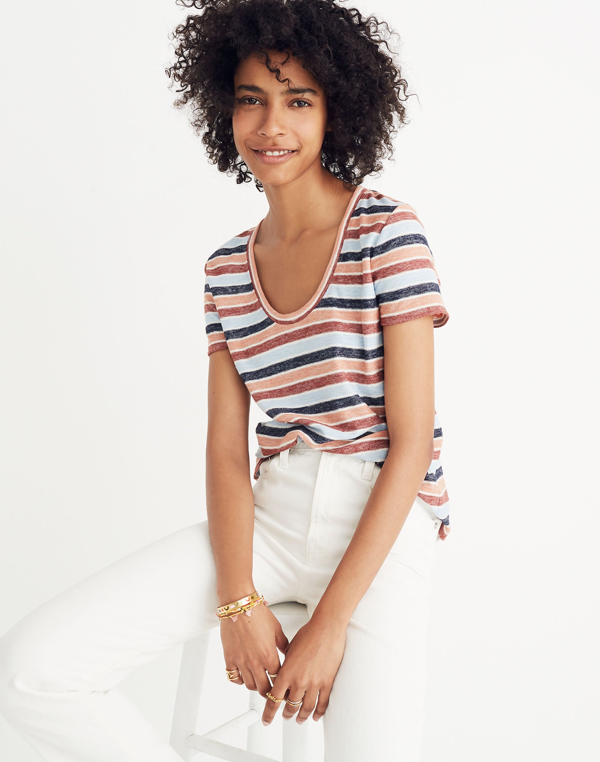 Alto Scoop Tee in Colborne Stripe