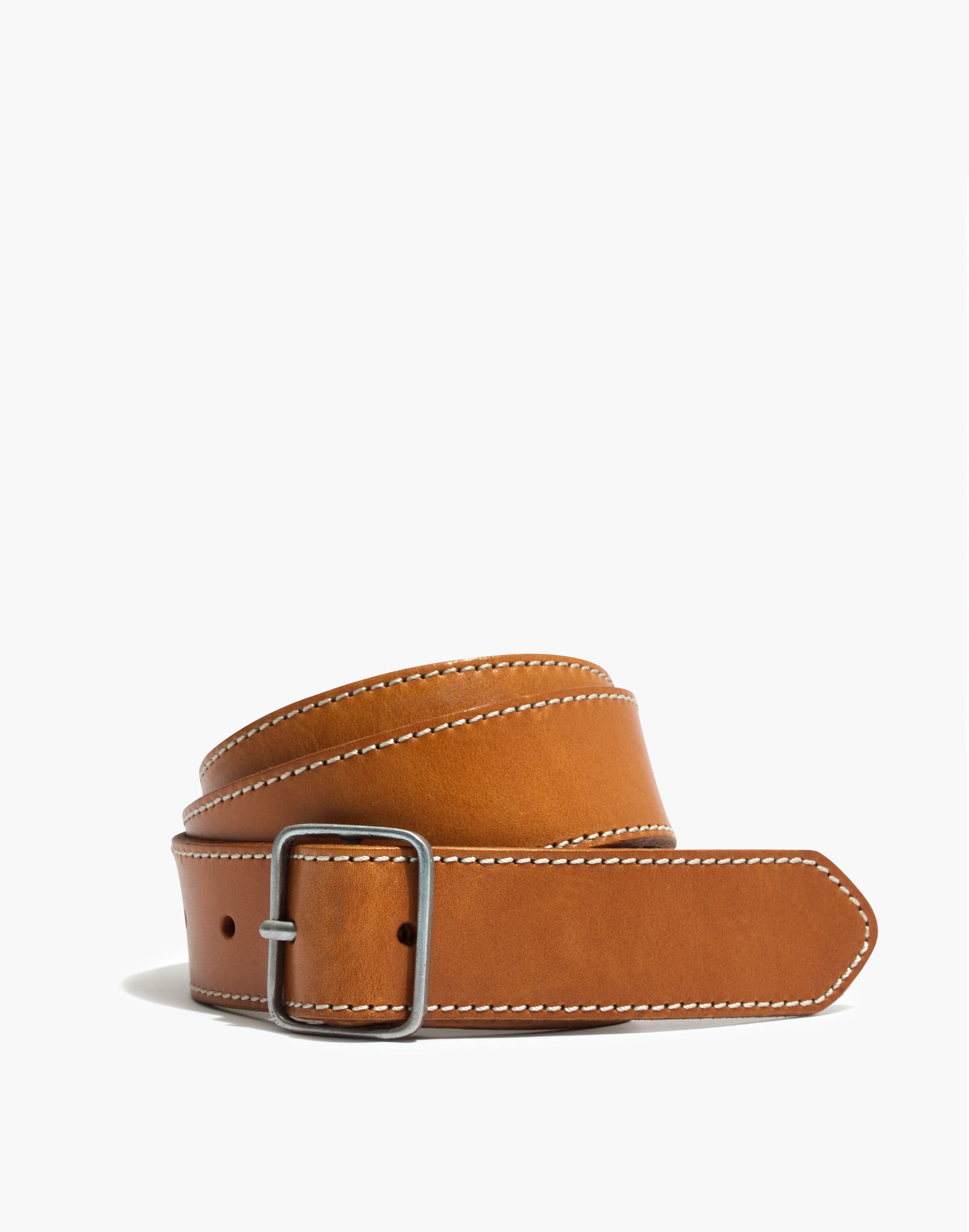 leather contrast-stitched belt