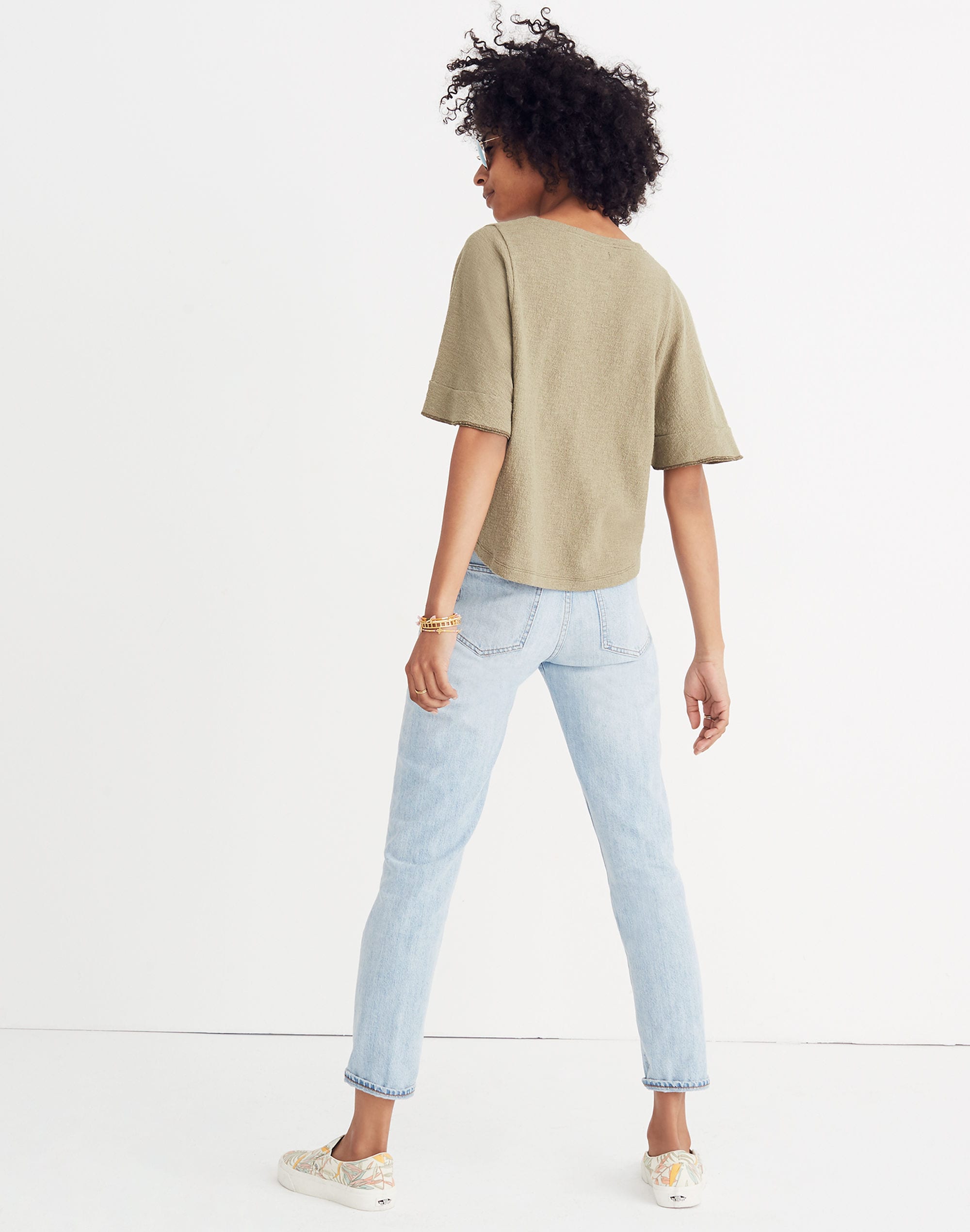 Texture &amp; Thread Flutter-Sleeve Top